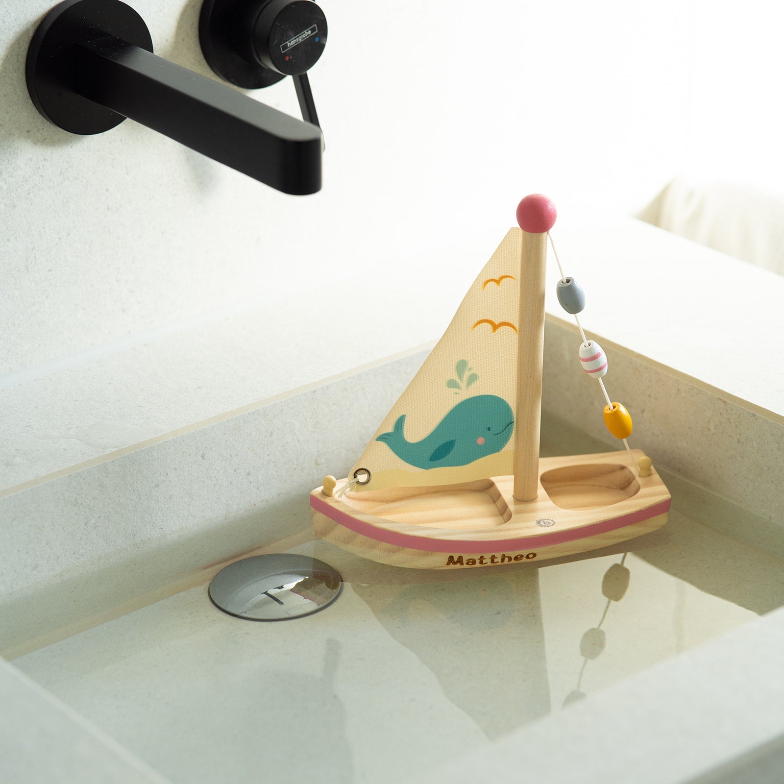 BIECO Segelschiff Holz personalisiert - Wal oder Robbe - wunderwunsch