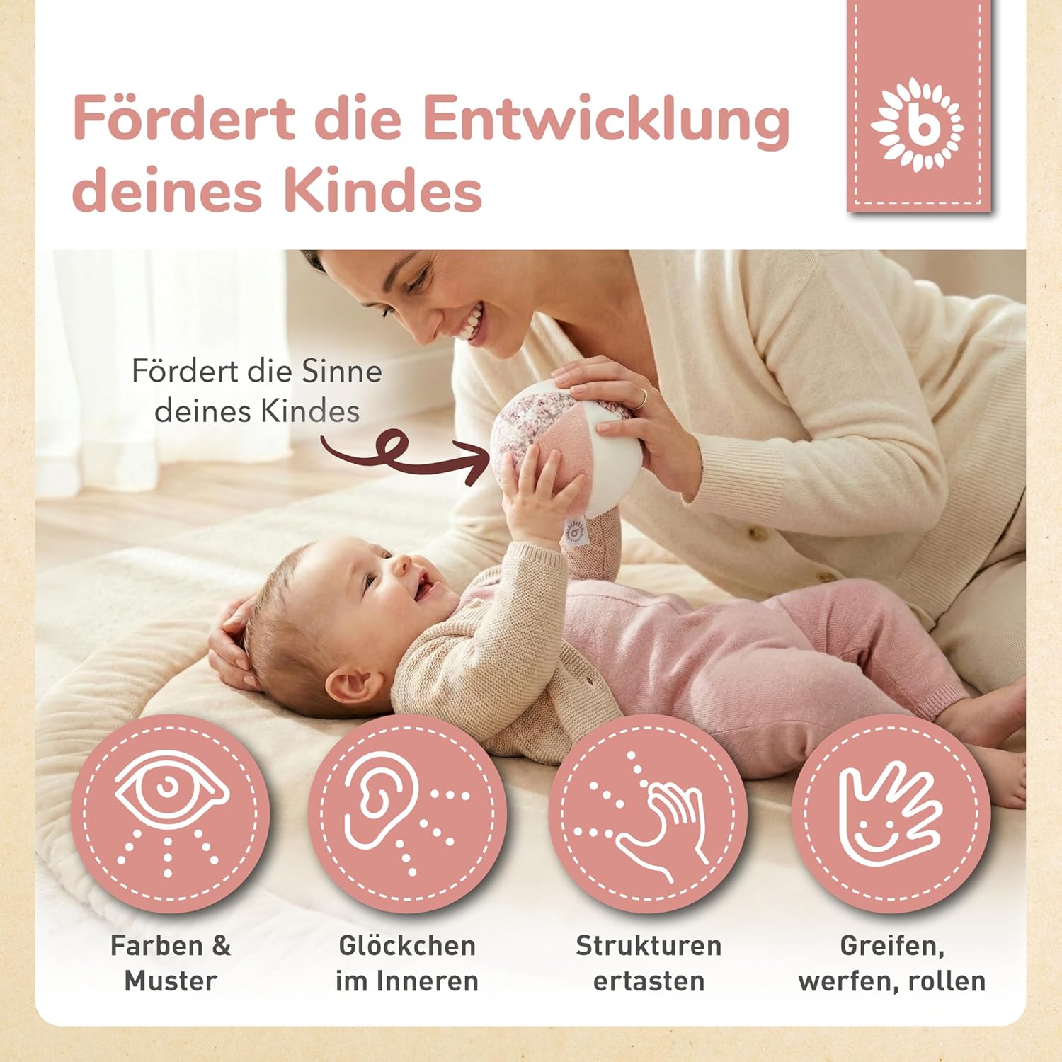 BIECO Stoffball mit Rassel personalisierbar - wunderwunsch