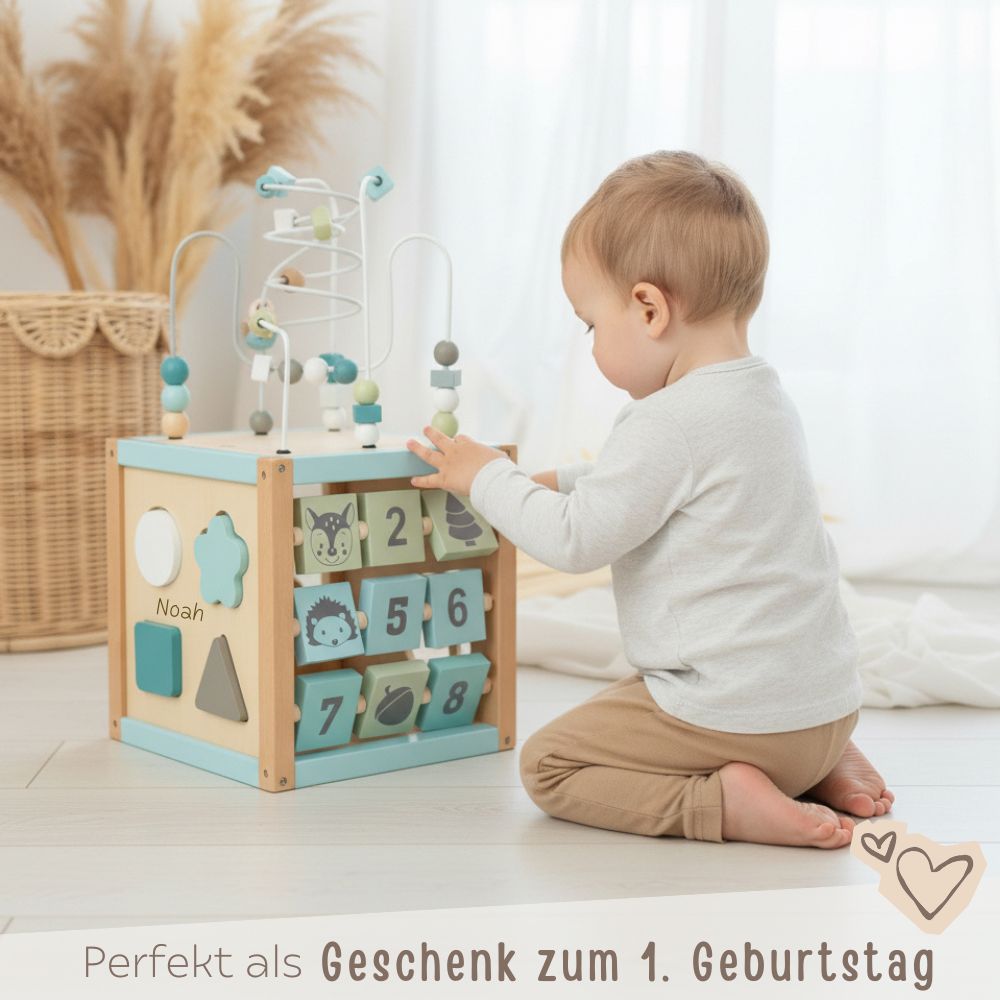 BIECO XXL Motorikwürfel Waldtiere personalisierbar - wunderwunsch