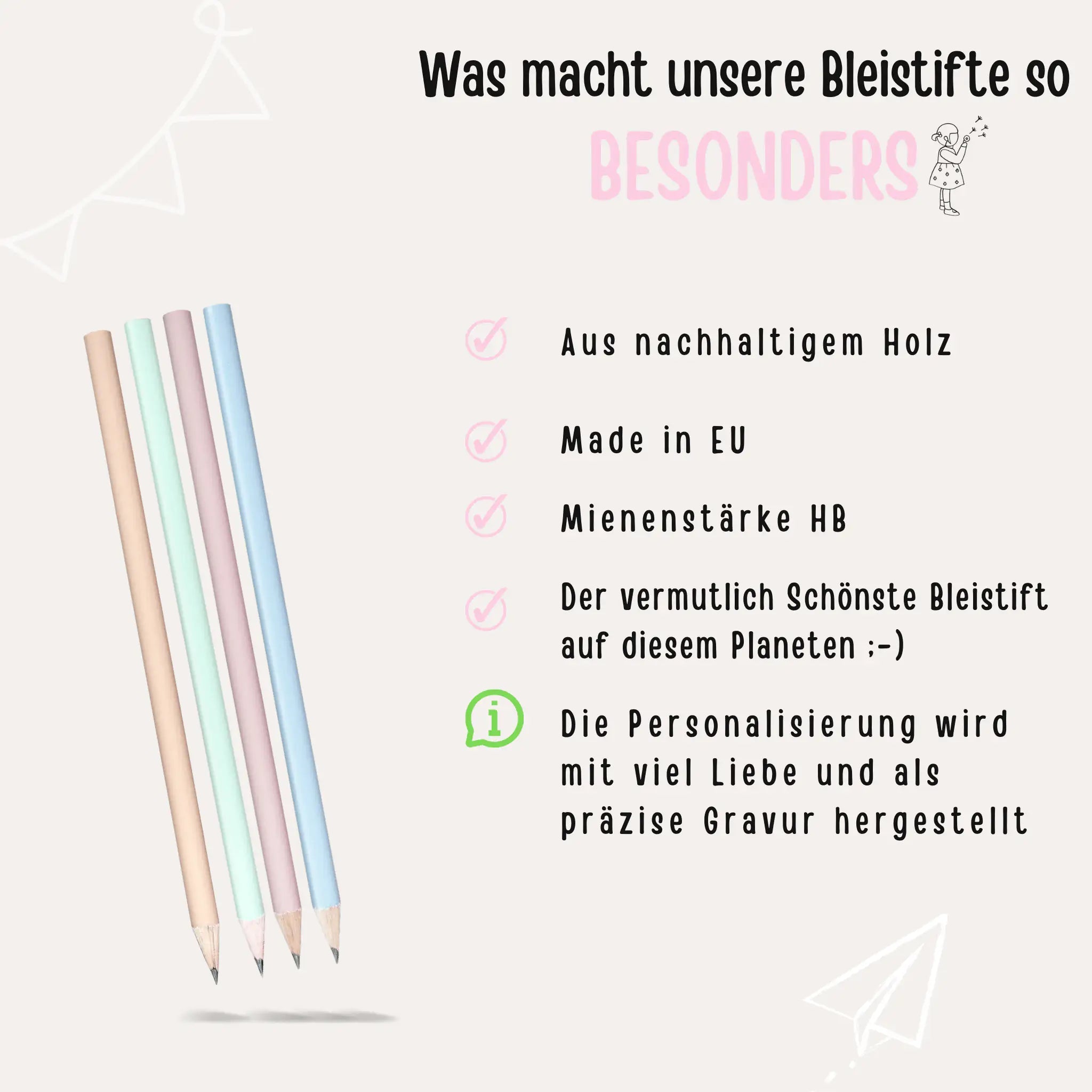Bleistift pastell personalisiert - Schulkind 2026 - wunderwunsch