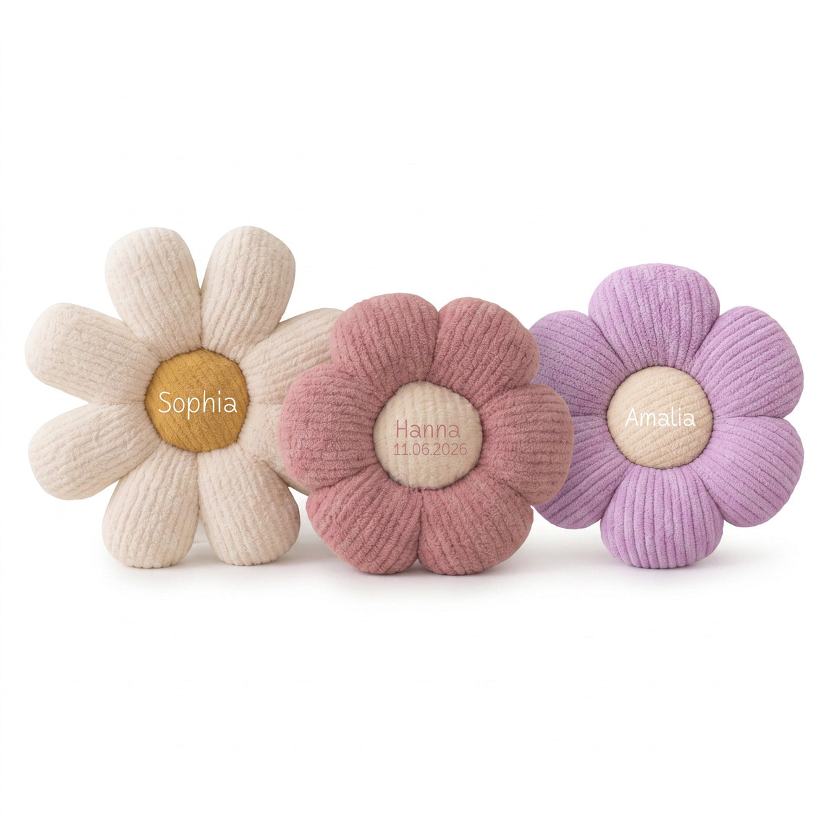 Blumen Kissen aus Plüsch personalisiert - wunderwunsch