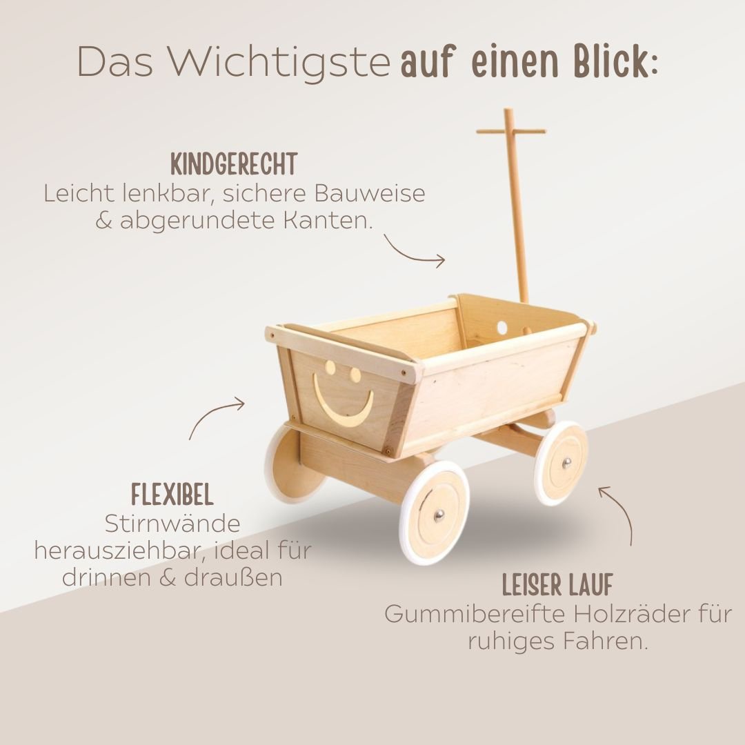 Bollerwagen aus Holz personalisierbar - wunderwunsch