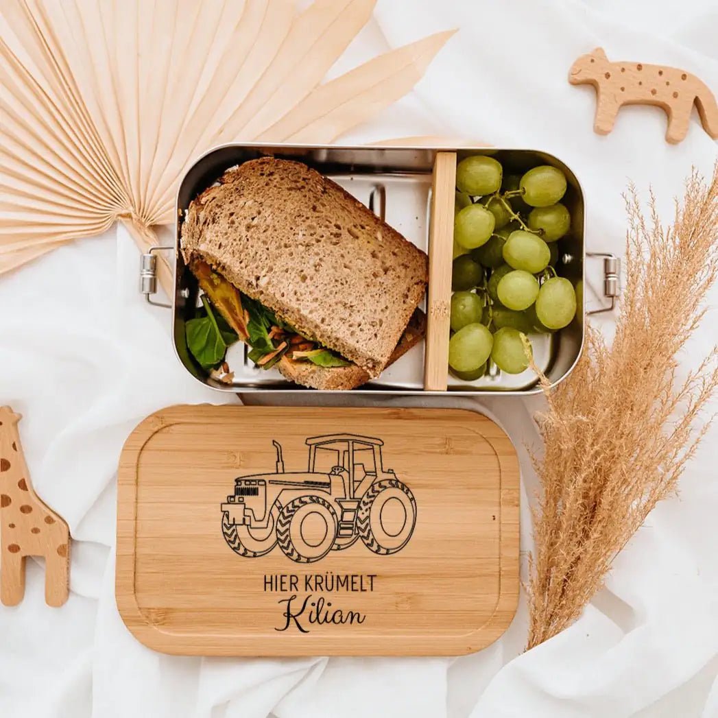 Brotdose Edelstahl personalisiert - Fahrzeuge Gravur - wunderwunsch