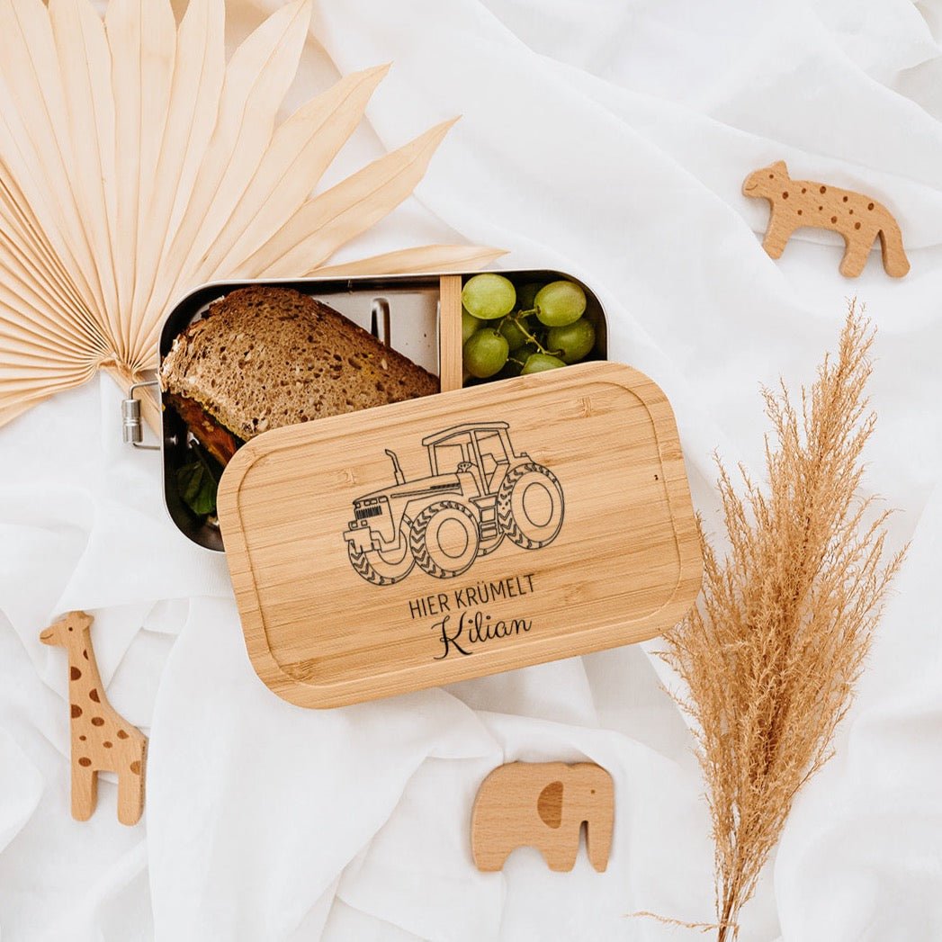 Brotdose Edelstahl personalisiert - Fahrzeuge Gravur - wunderwunsch