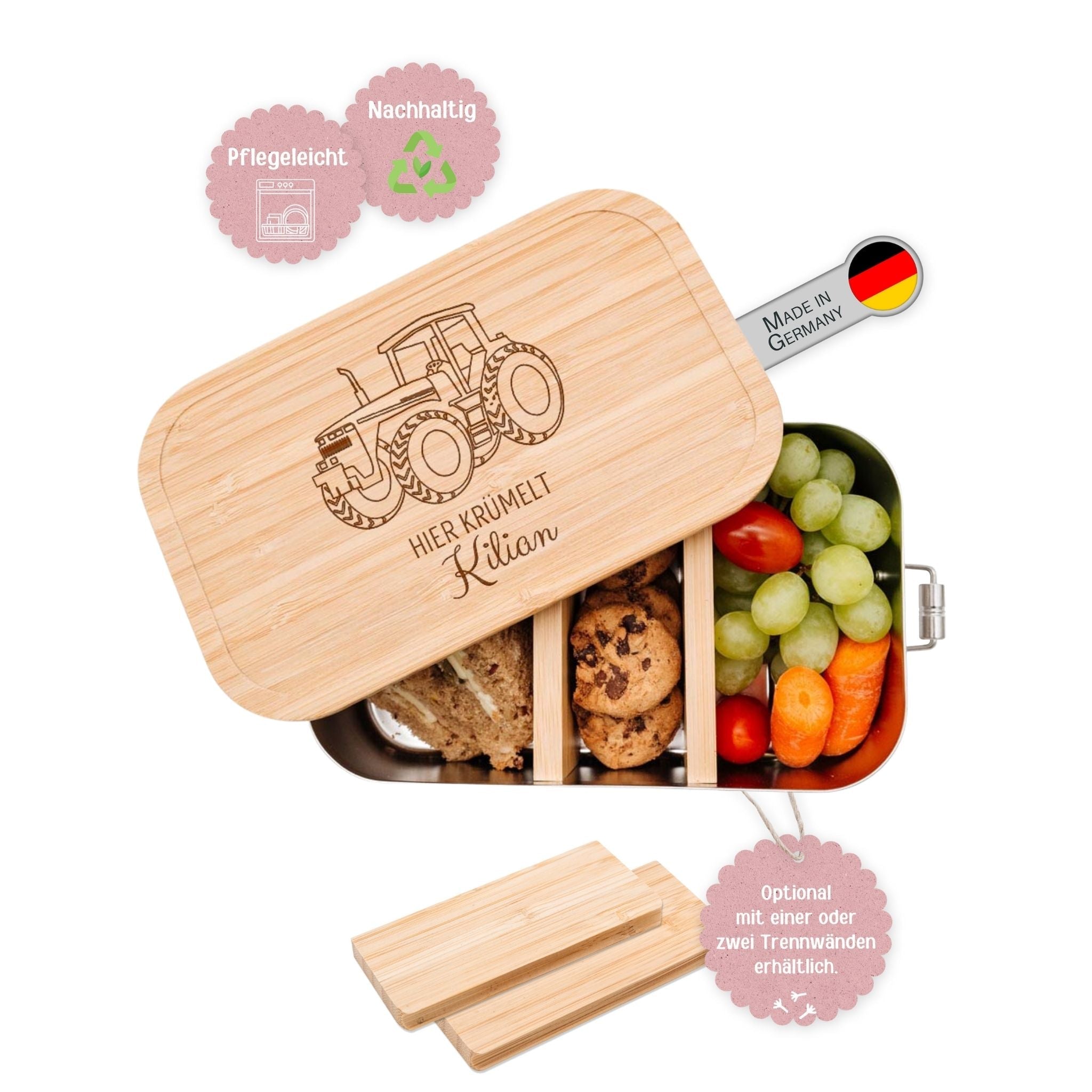 Brotdose Edelstahl personalisiert - Fahrzeuge Gravur - wunderwunsch