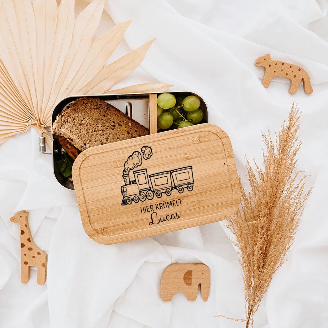 Brotdose Edelstahl personalisiert - Fahrzeuge Gravur - wunderwunsch
