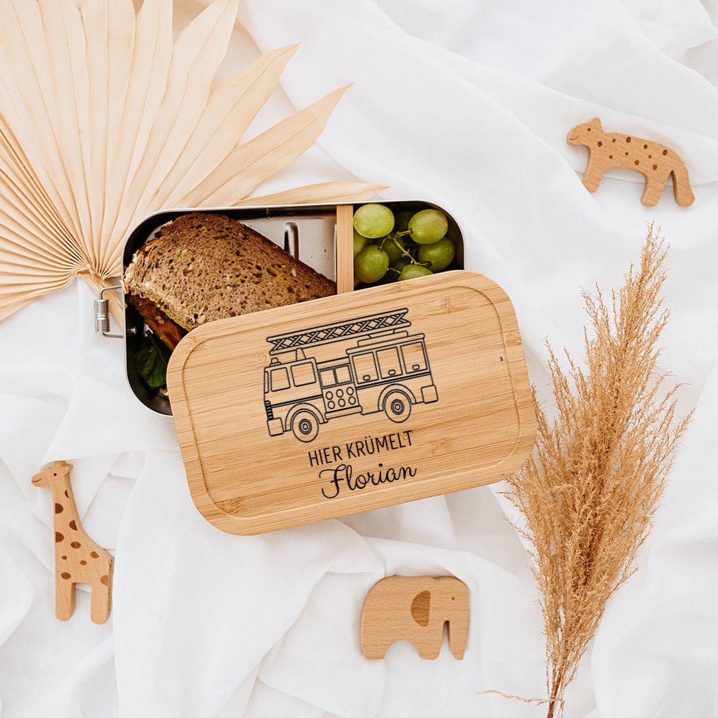 Brotdose Edelstahl personalisiert - Fahrzeuge Gravur - wunderwunsch