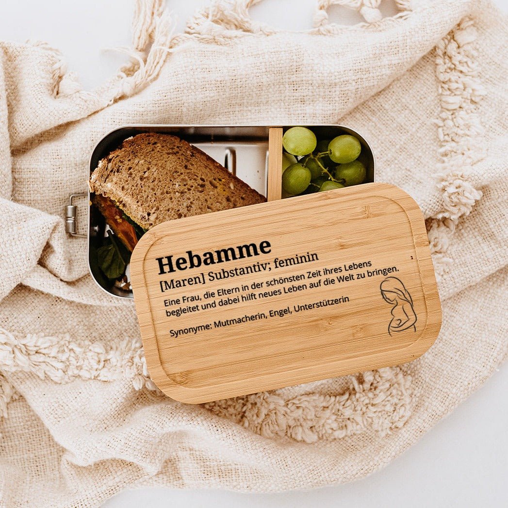 Brotdose Edelstahl personalisiert - Hebamme Definition Gravur - wunderwunsch