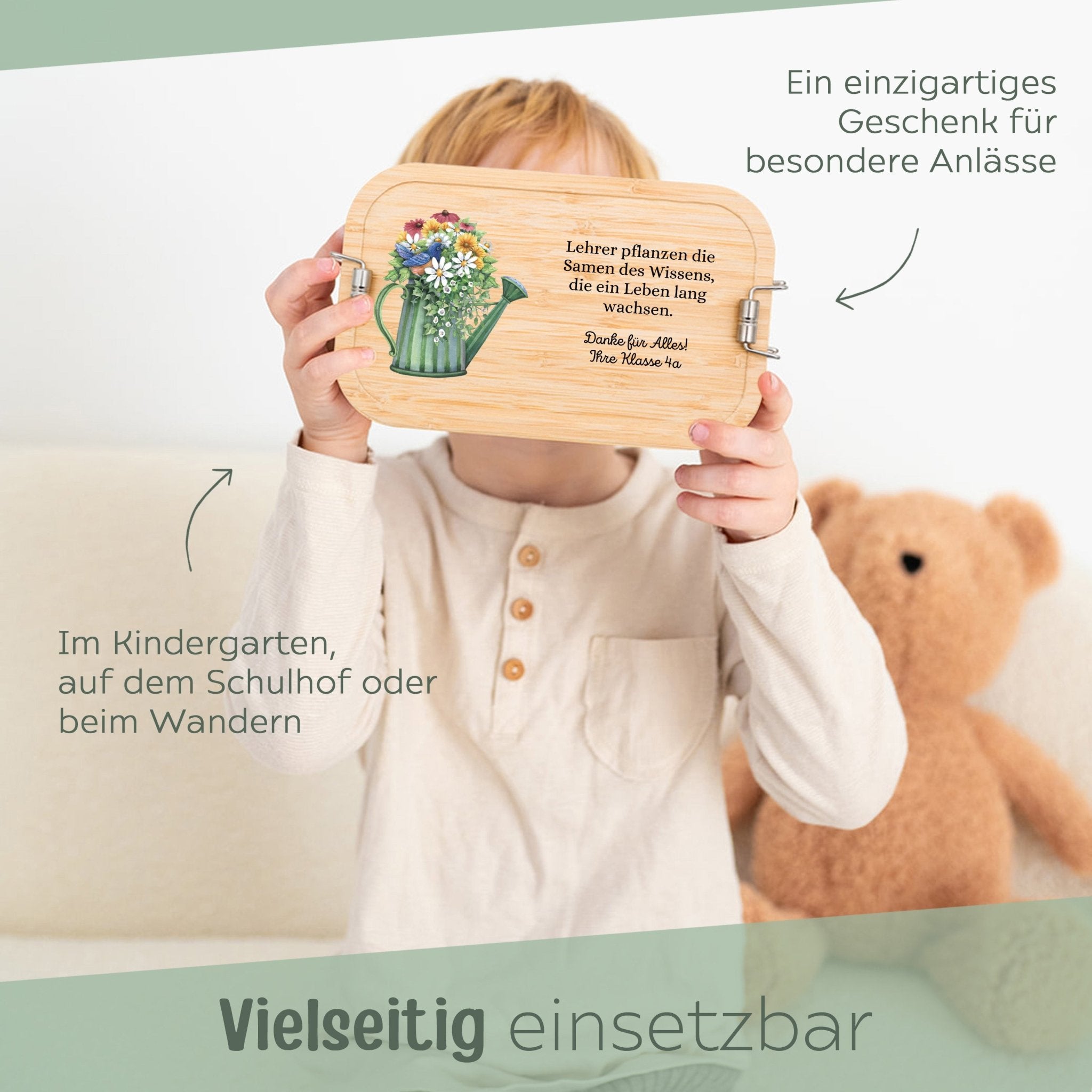 Brotdose Edelstahl personalisiert - Lehrer Gießkanne Aquarell - wunderwunsch