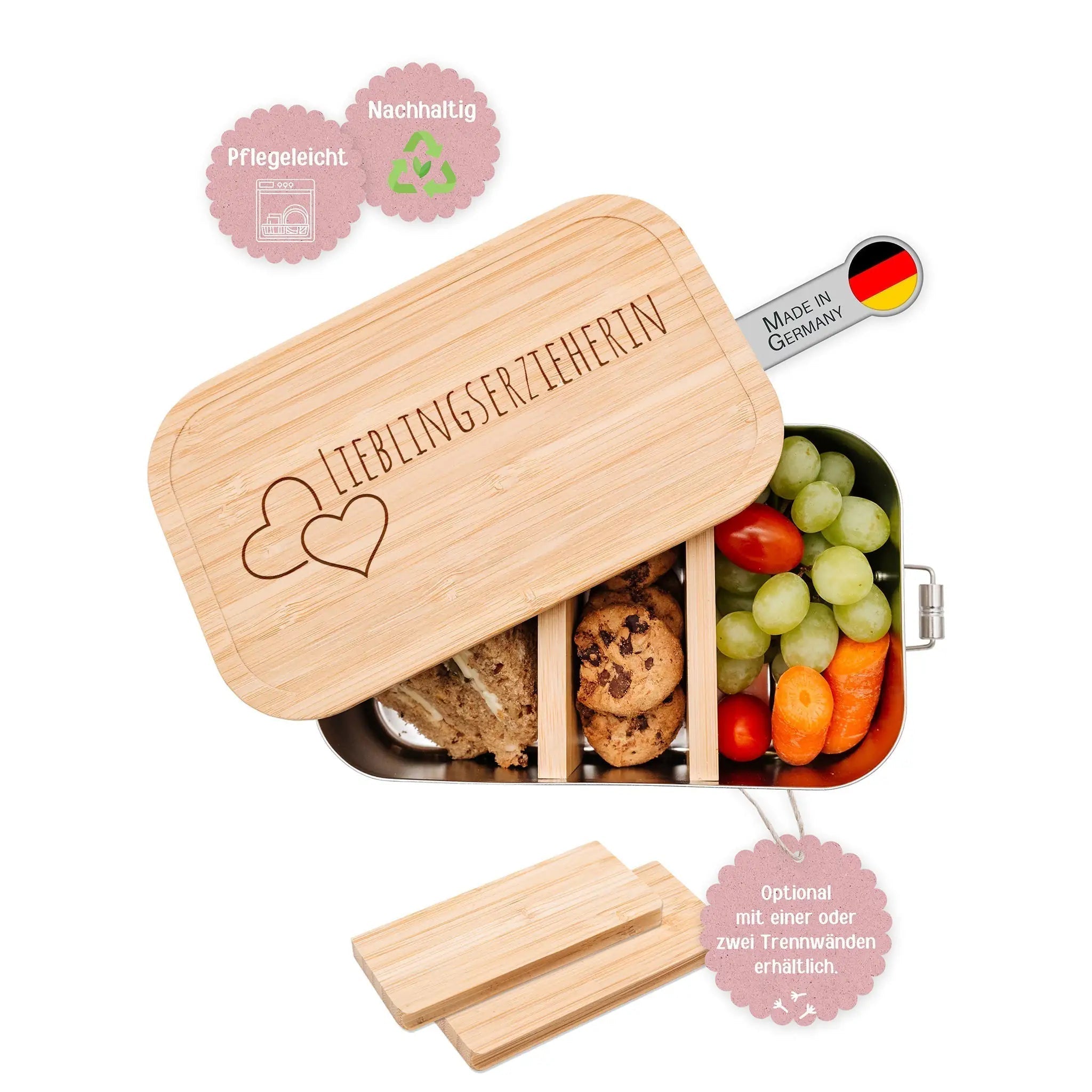 Brotdose Edelstahl personalisiert - Lieblingserzieherin Gravur - wunderwunsch