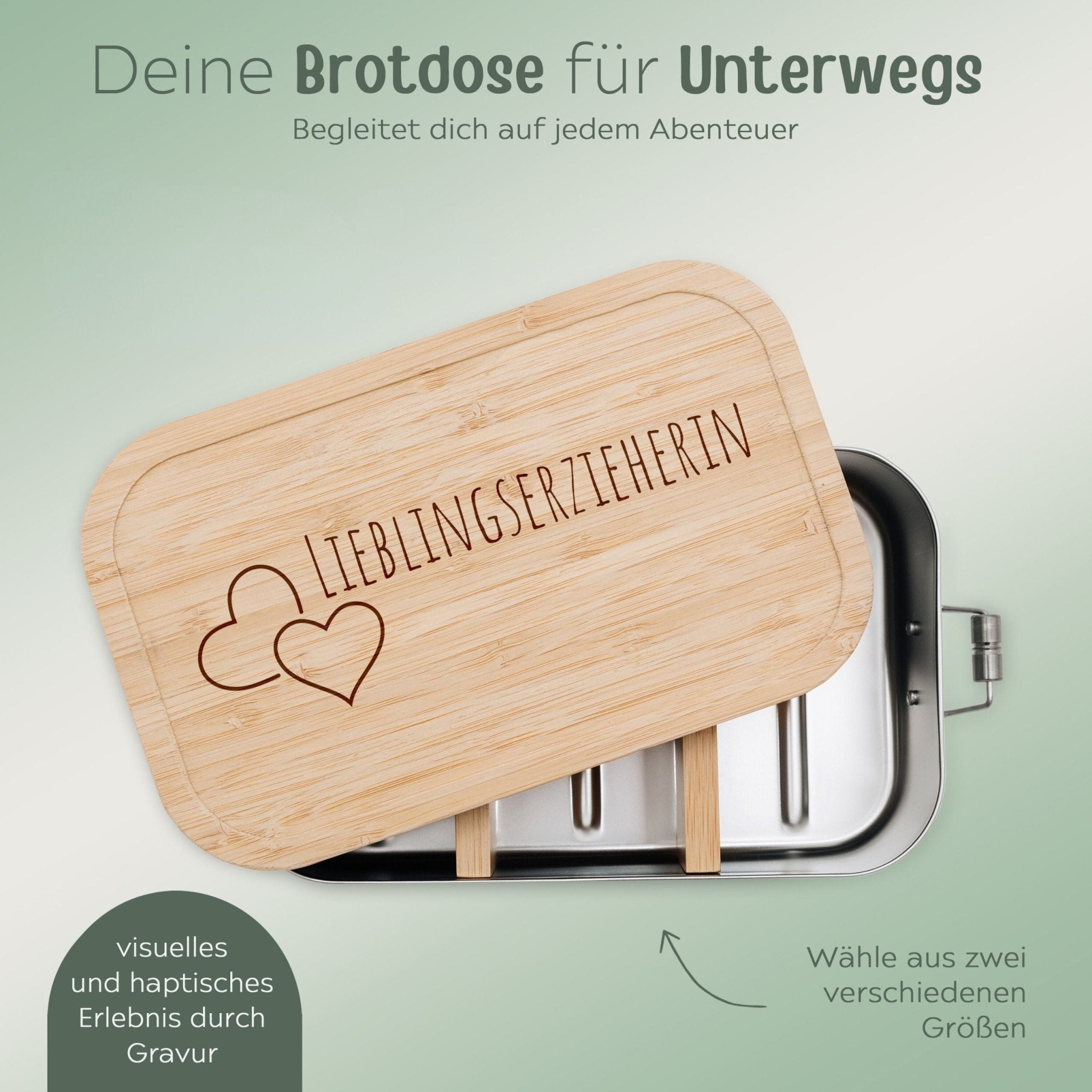 Brotdose Edelstahl personalisiert - Lieblingserzieherin Gravur - wunderwunsch
