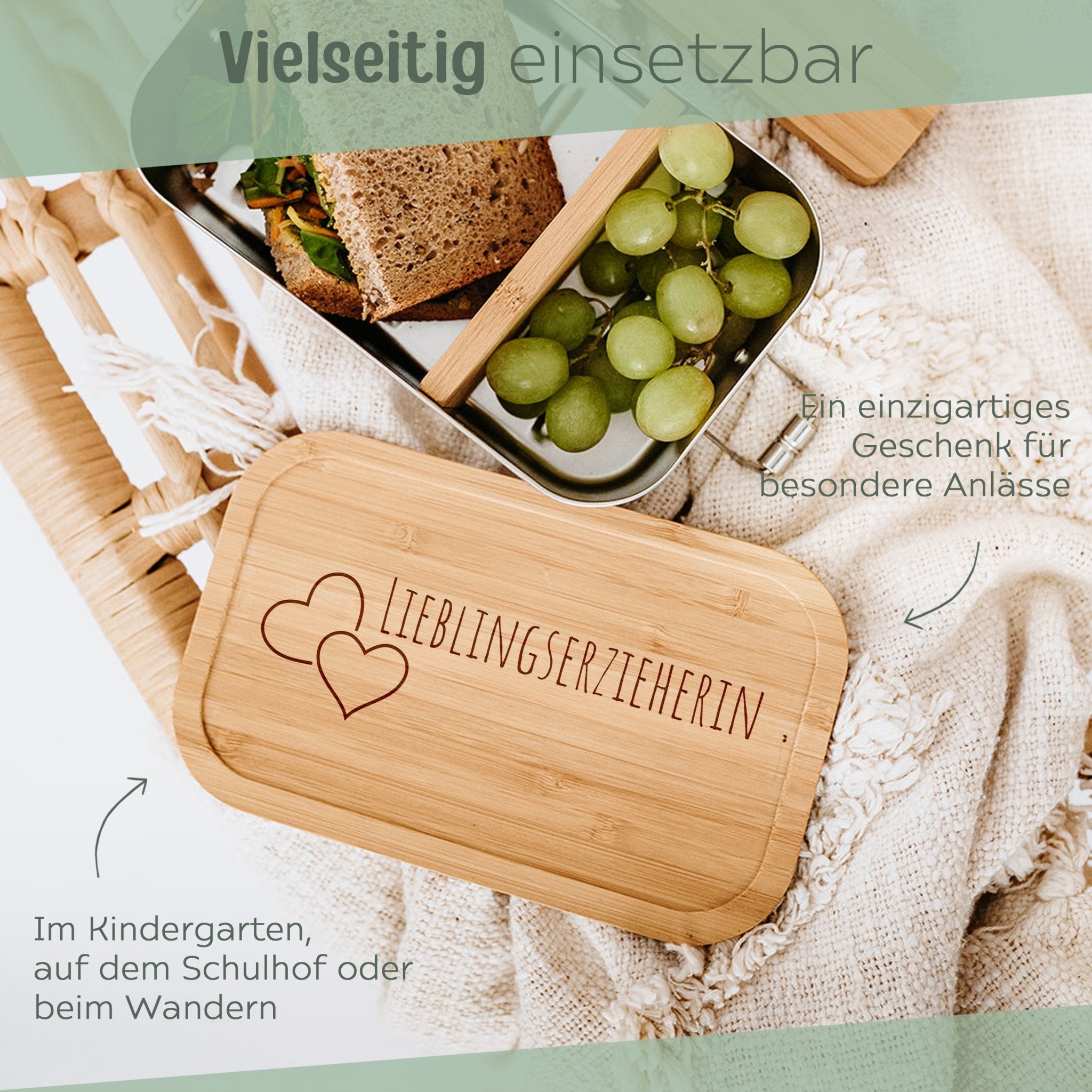 Brotdose Edelstahl personalisiert - Lieblingserzieherin Gravur - wunderwunsch