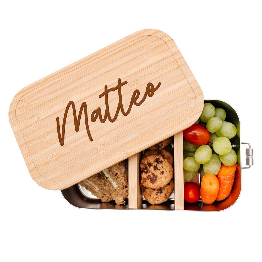 Brotdose Edelstahl personalisiert - Name Gravur - wunderwunsch