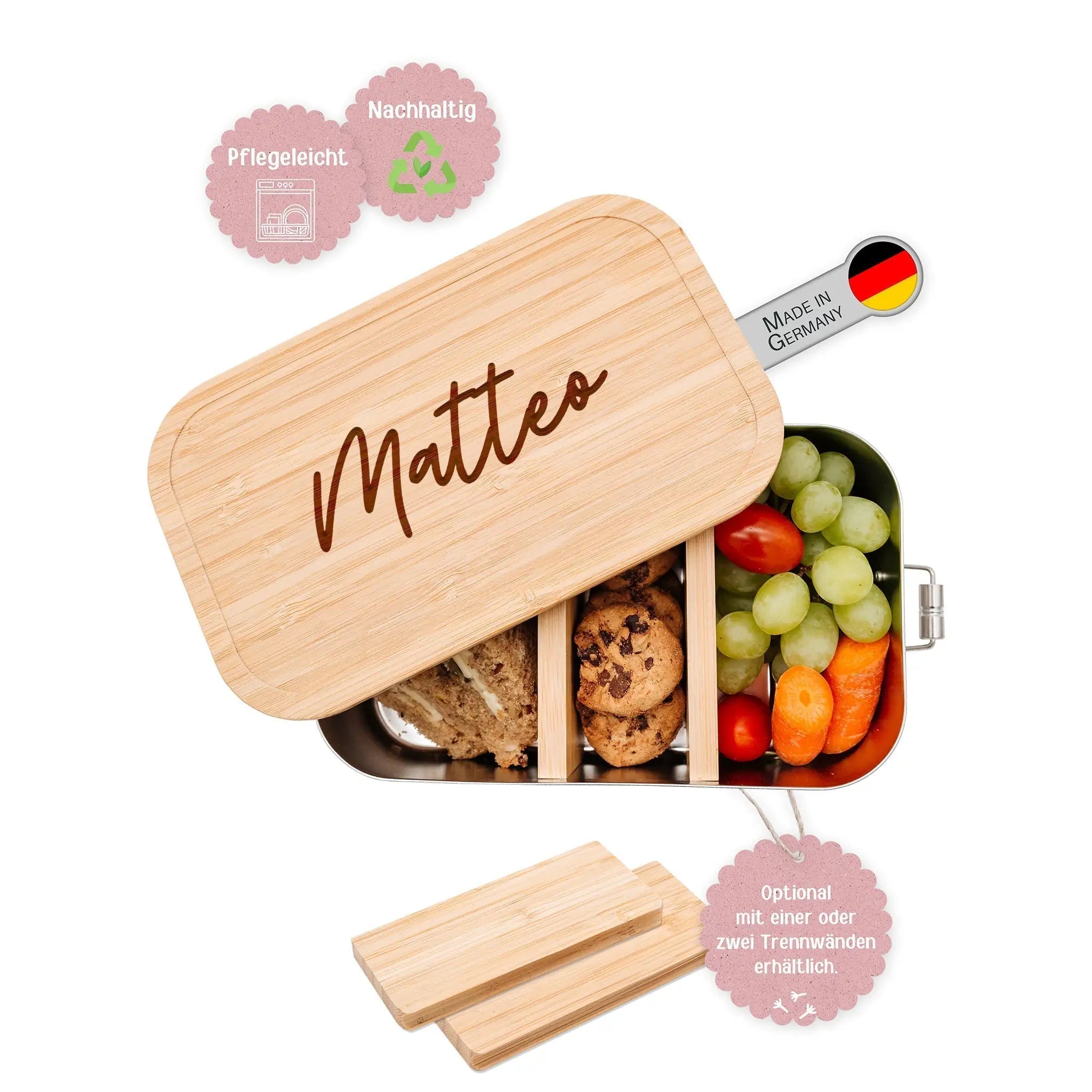 Brotdose Edelstahl personalisiert - Name Gravur - wunderwunsch