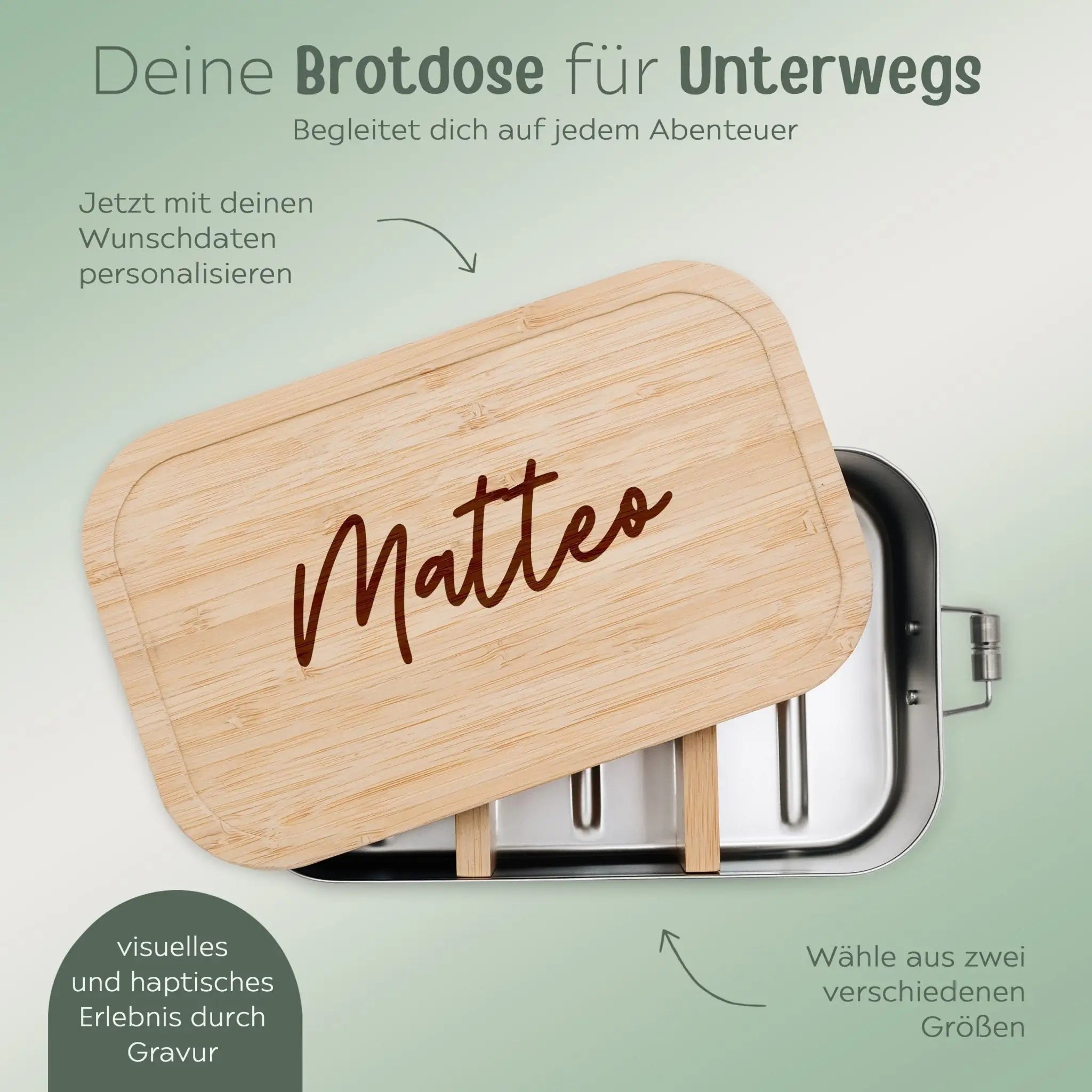 Brotdose Edelstahl personalisiert - Name Gravur - wunderwunsch