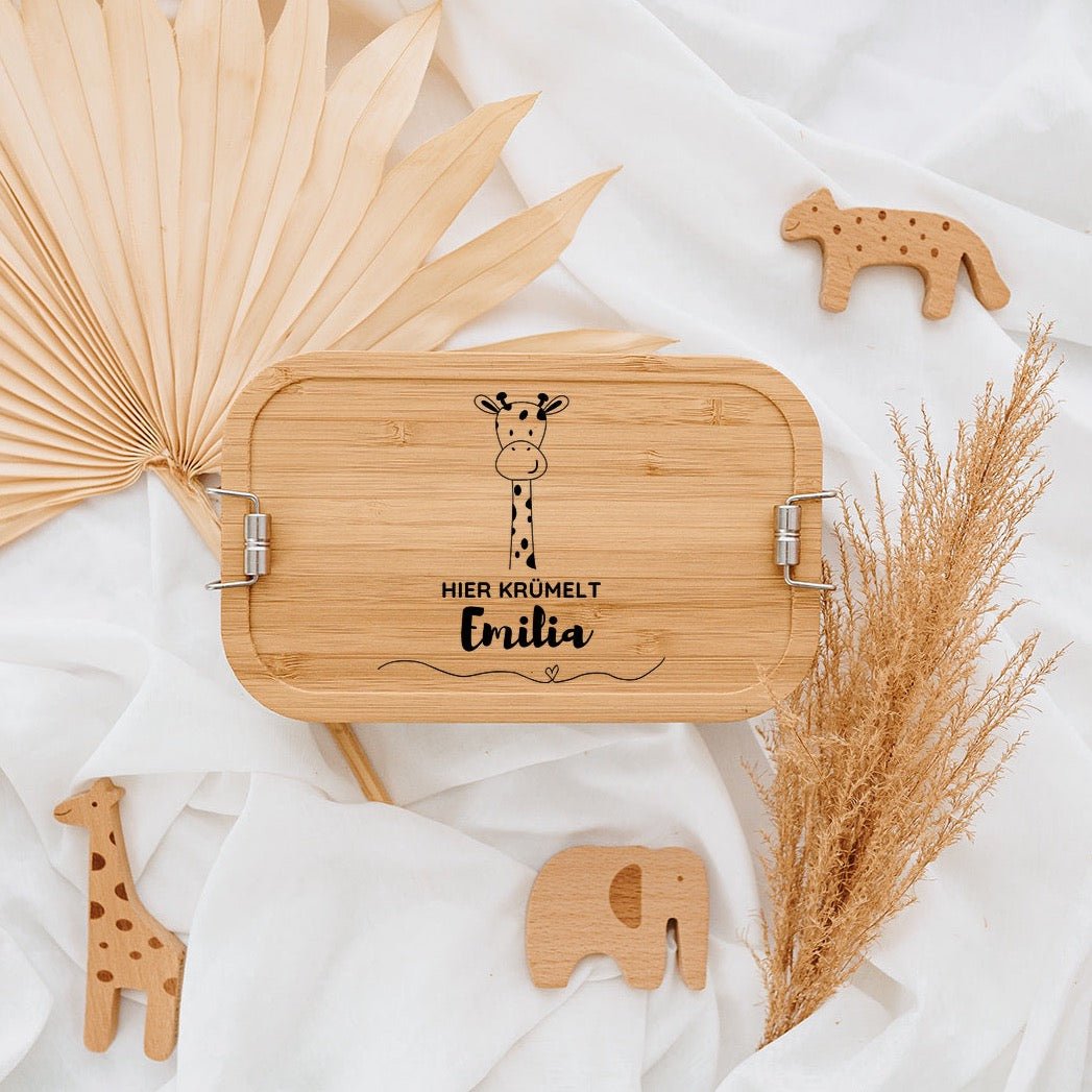 Brotdose Edelstahl personalisiert - Tier Bäume Gravur - wunderwunsch