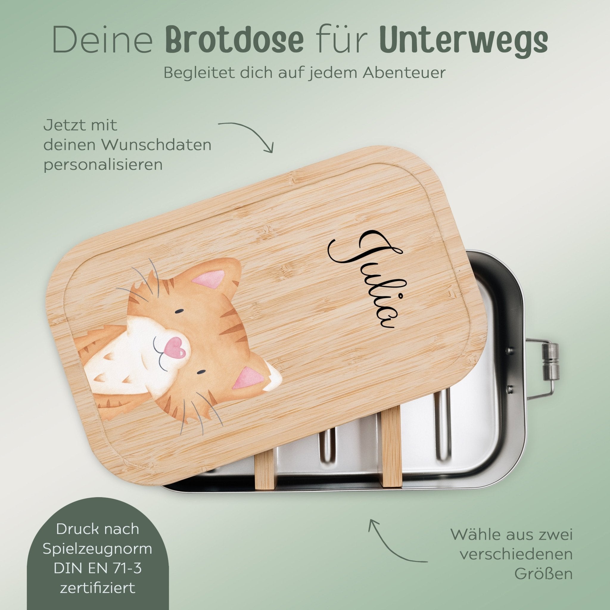 Brotdose Edelstahl personalisiert - Tier groß Aquarell - wunderwunsch