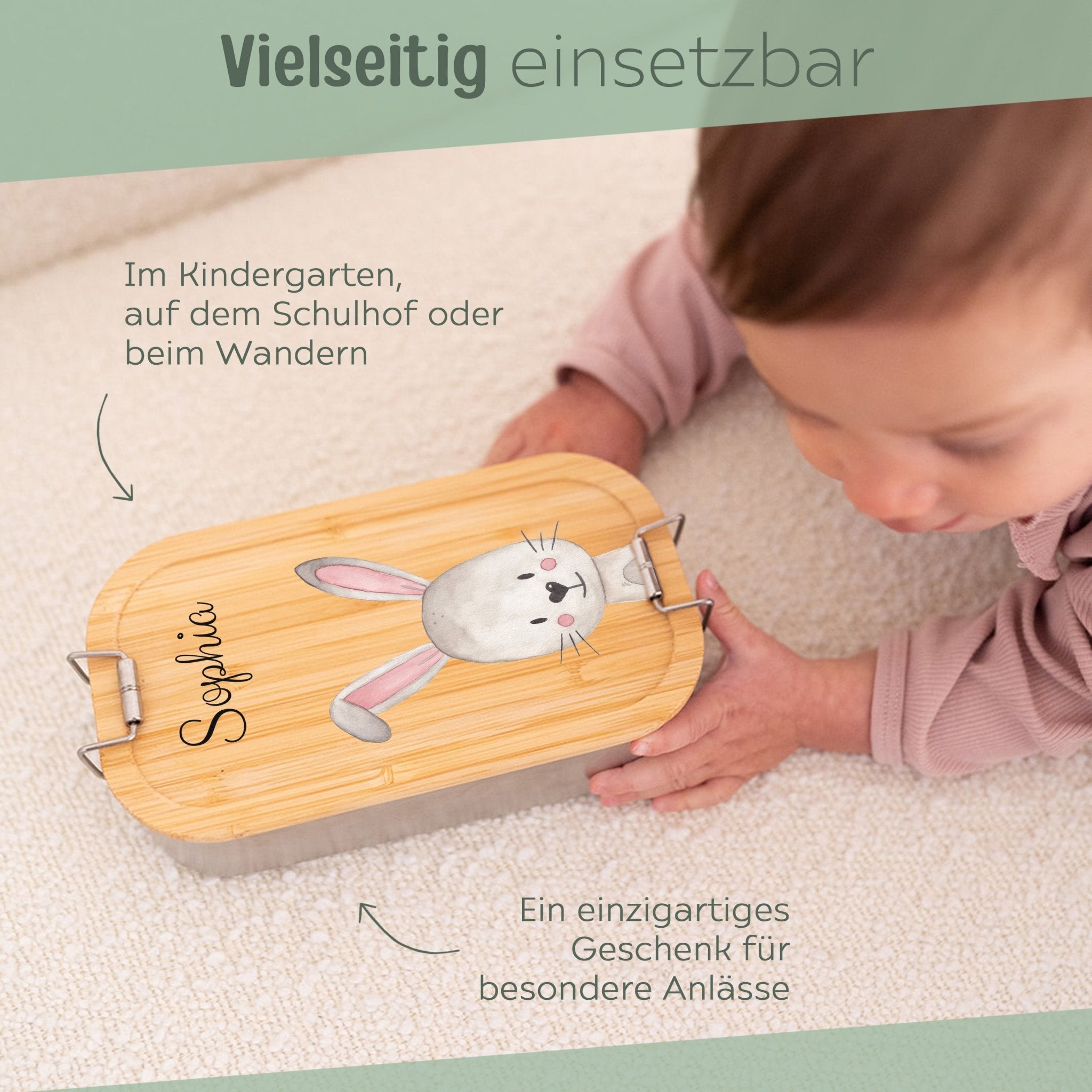 Brotdose Edelstahl personalisiert - Tier groß Aquarell - wunderwunsch