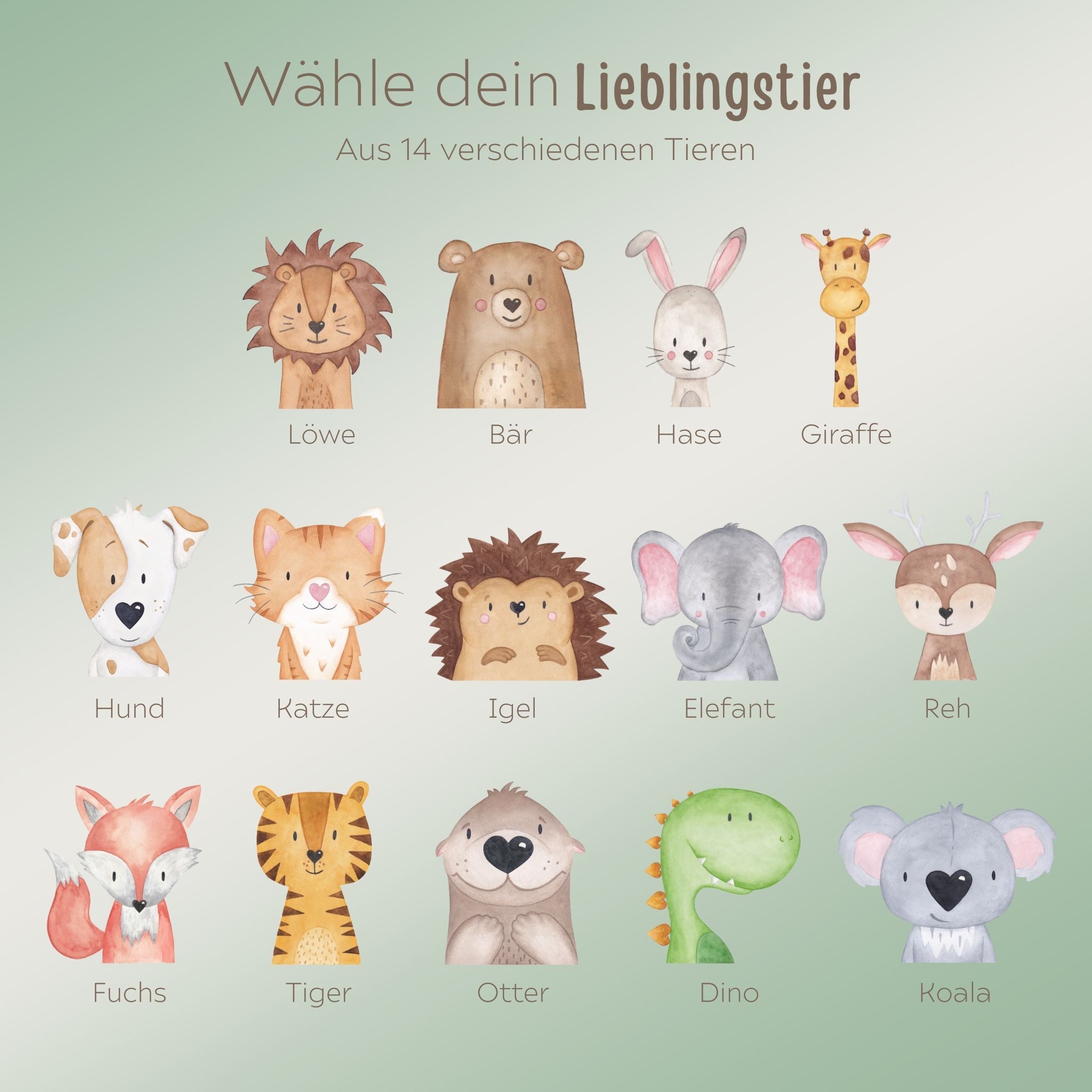 Brotdose Edelstahl personalisiert - Tier links Aquarell - wunderwunsch