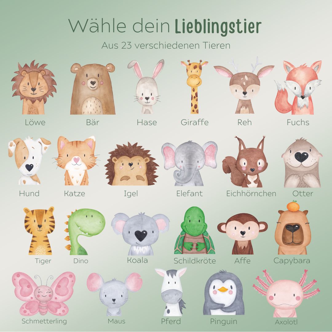 Brotdose Edelstahl personalisiert - Tier links Aquarell - wunderwunsch