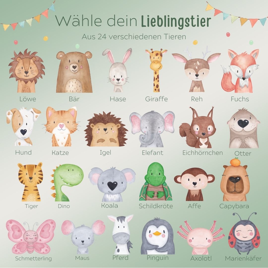 Brotdose Edelstahl personalisiert - Tier links Girlande Aquarell - wunderwunsch