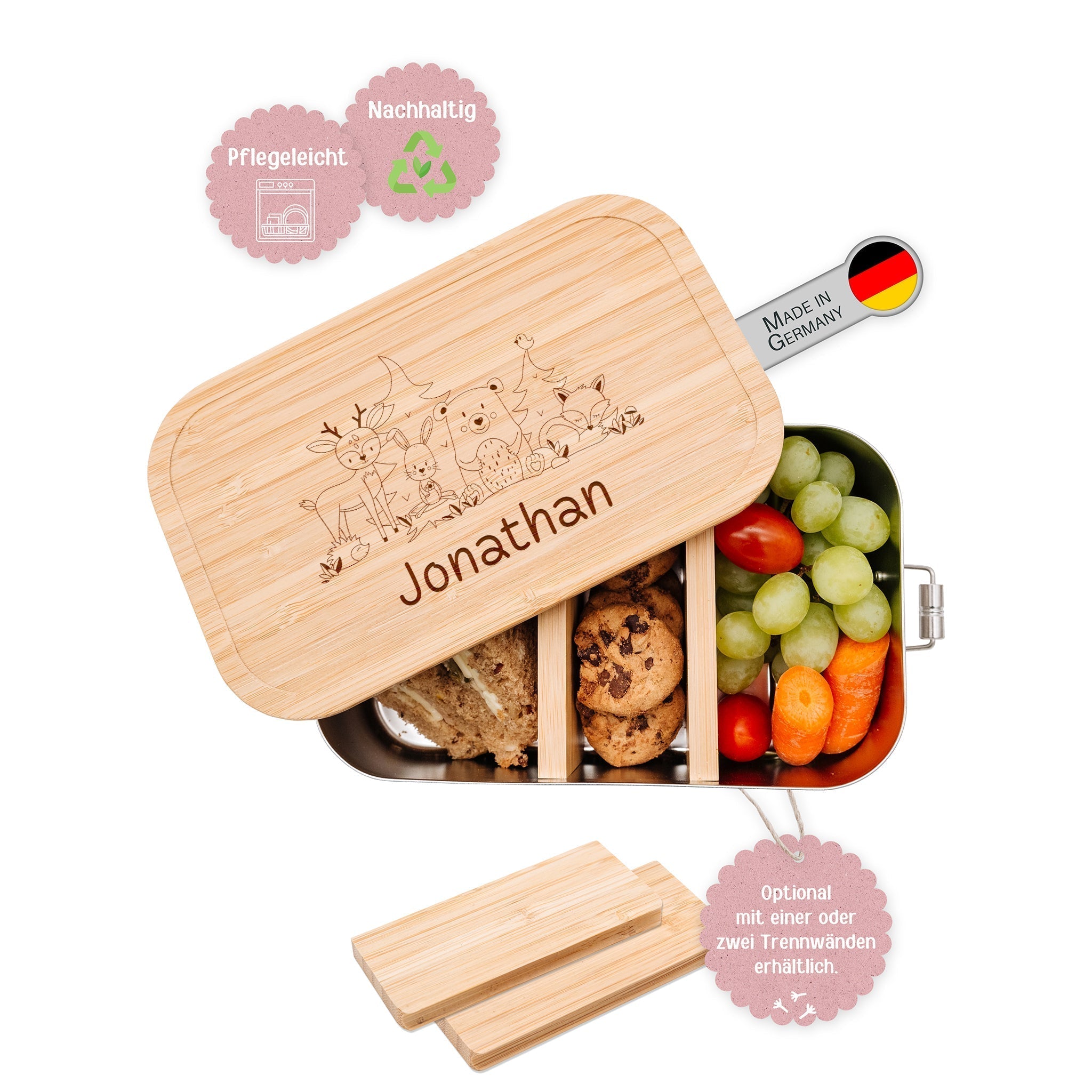 Brotdose Edelstahl personalisiert - Waldfreunde Gravur - wunderwunsch