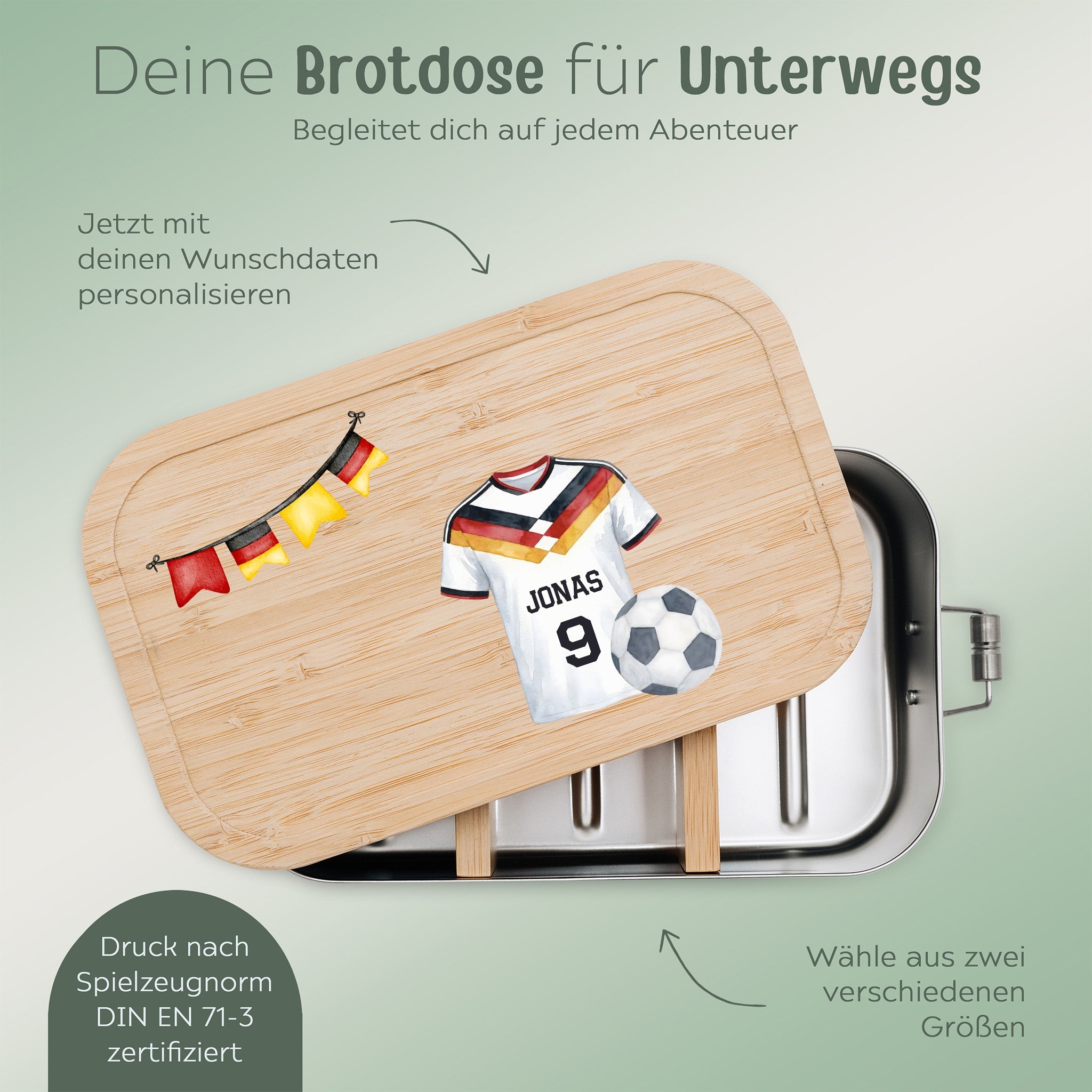 Brotdose Edelstahl personalisiert - WM Kollektion - wunderwunsch