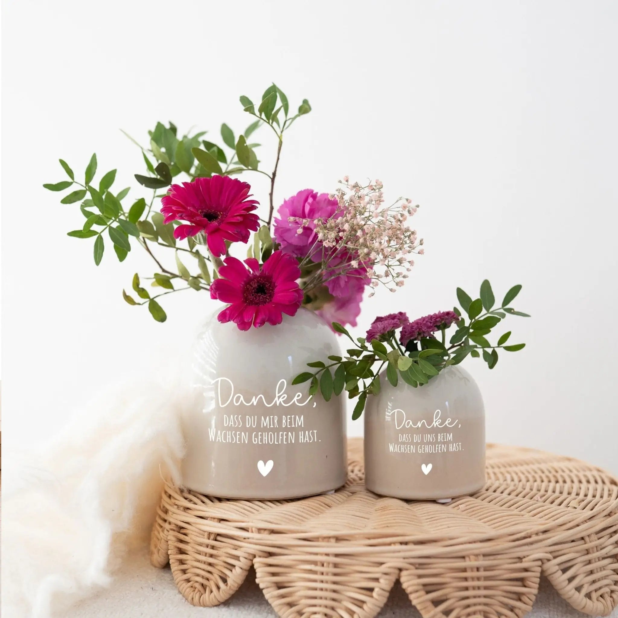 Bunte Vase aus Keramik - Danke, dass du beim wachsen geholfen hast - wunderwunsch