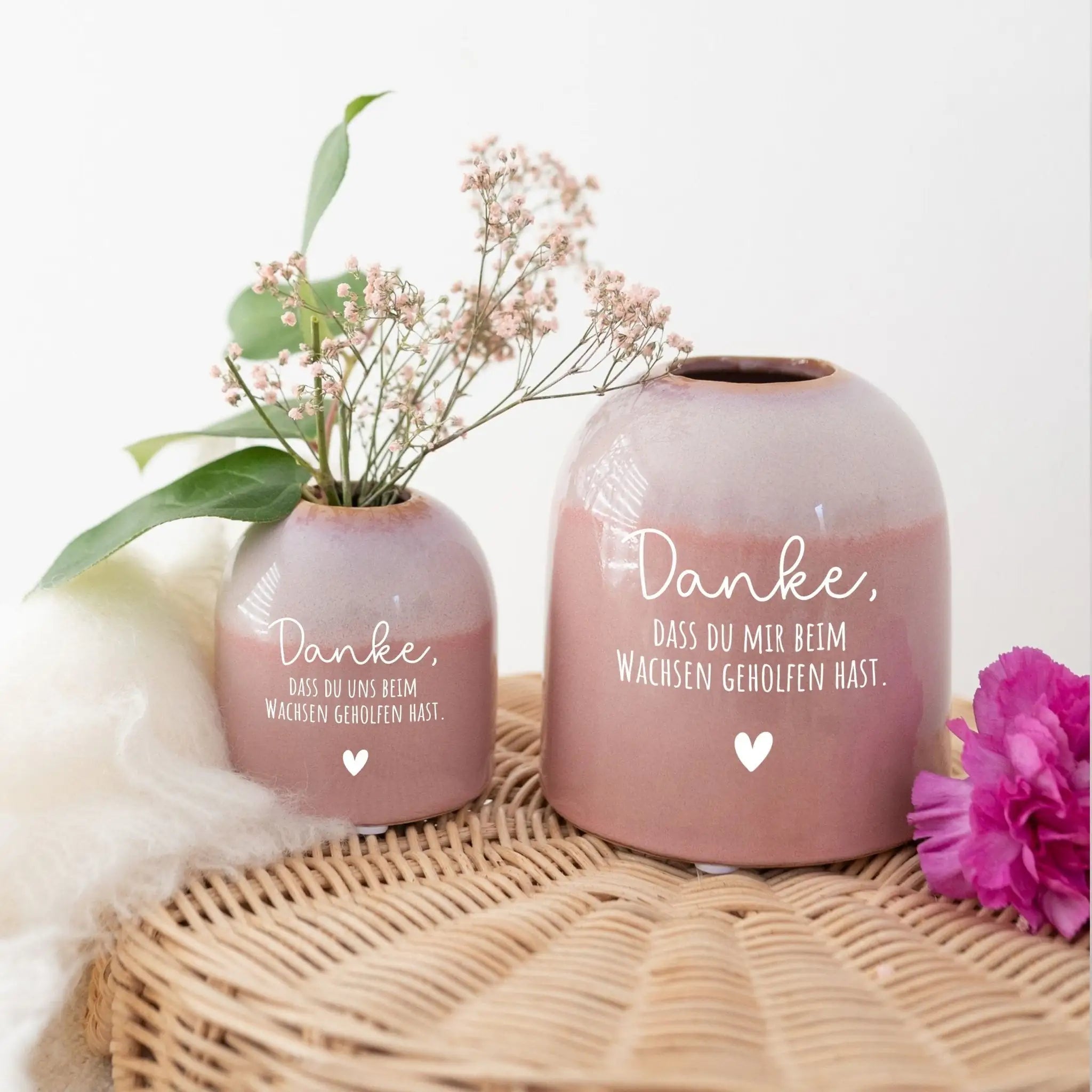 Bunte Vase aus Keramik - Danke, dass du beim wachsen geholfen hast - wunderwunsch