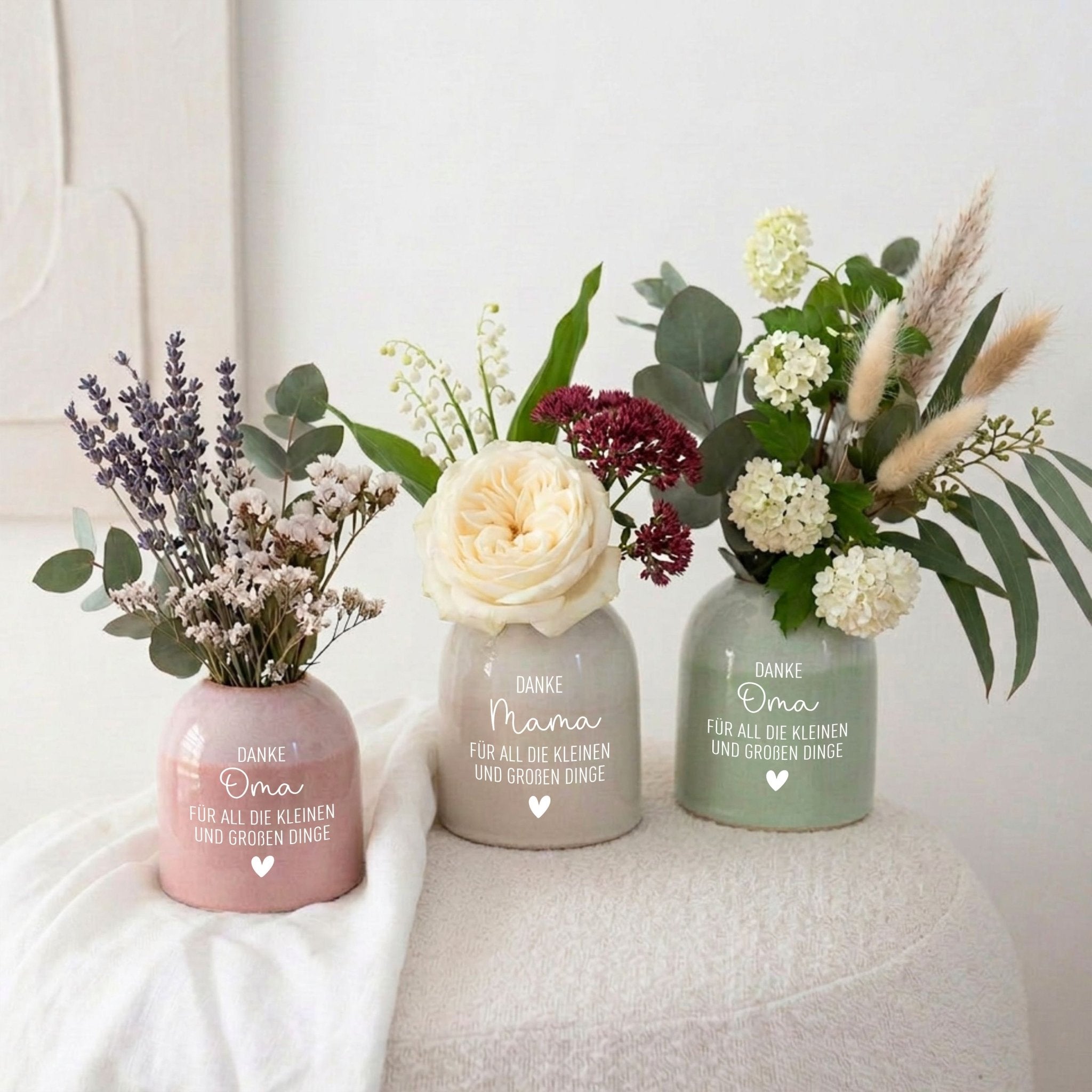 Bunte Vase aus Keramik - Danke, für all die kleinen und großen Dinge - wunderwunsch