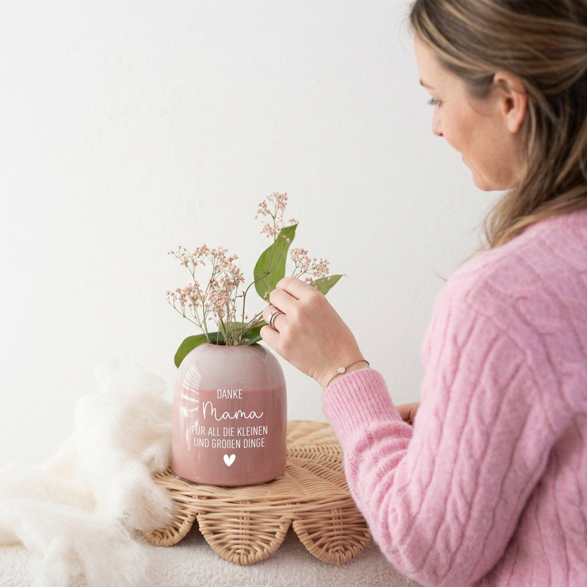 Bunte Vase aus Keramik - Danke, für all die kleinen und großen Dinge - wunderwunsch