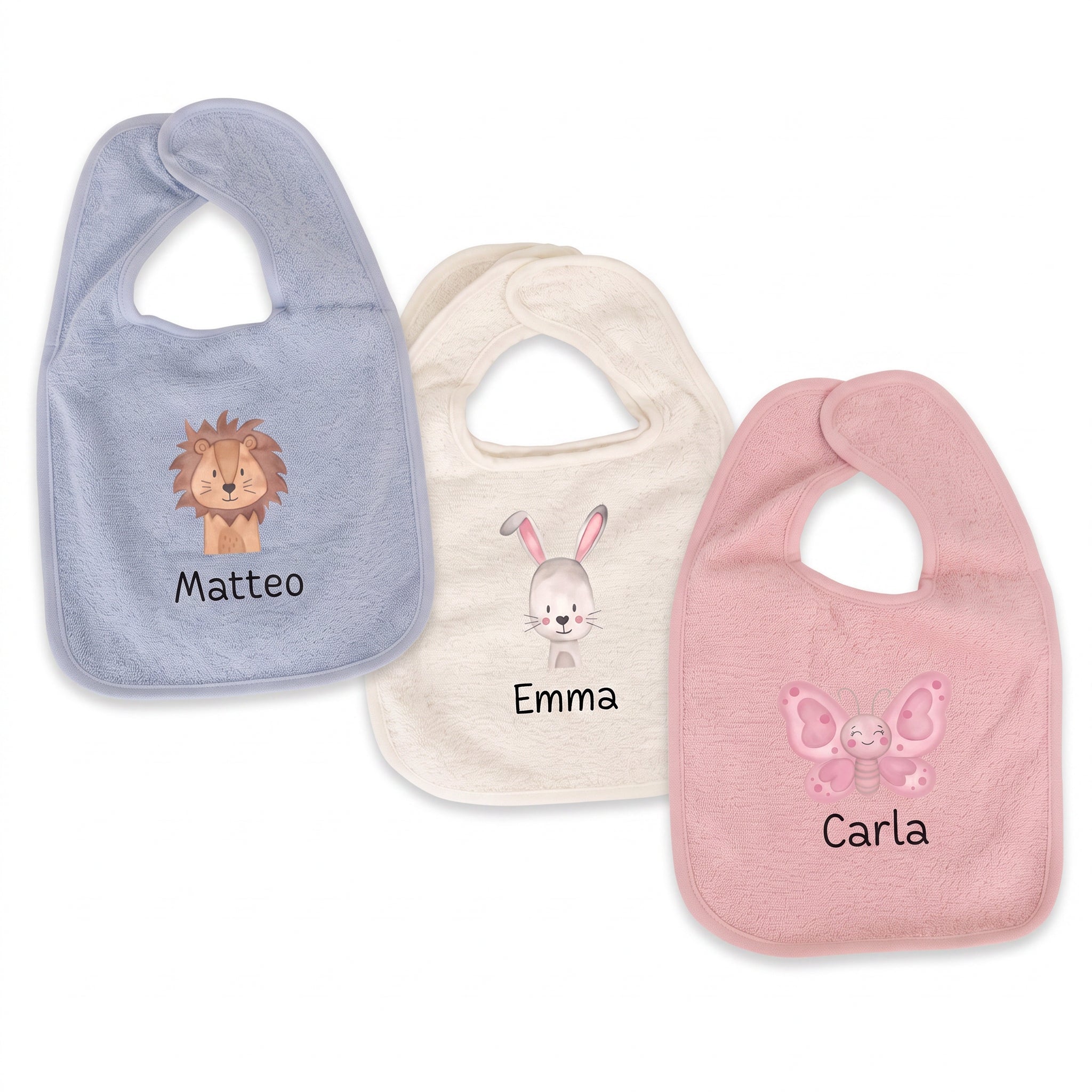Buntes Lätzchen aus Baumwolle "Tier" personalisiert - wunderwunsch