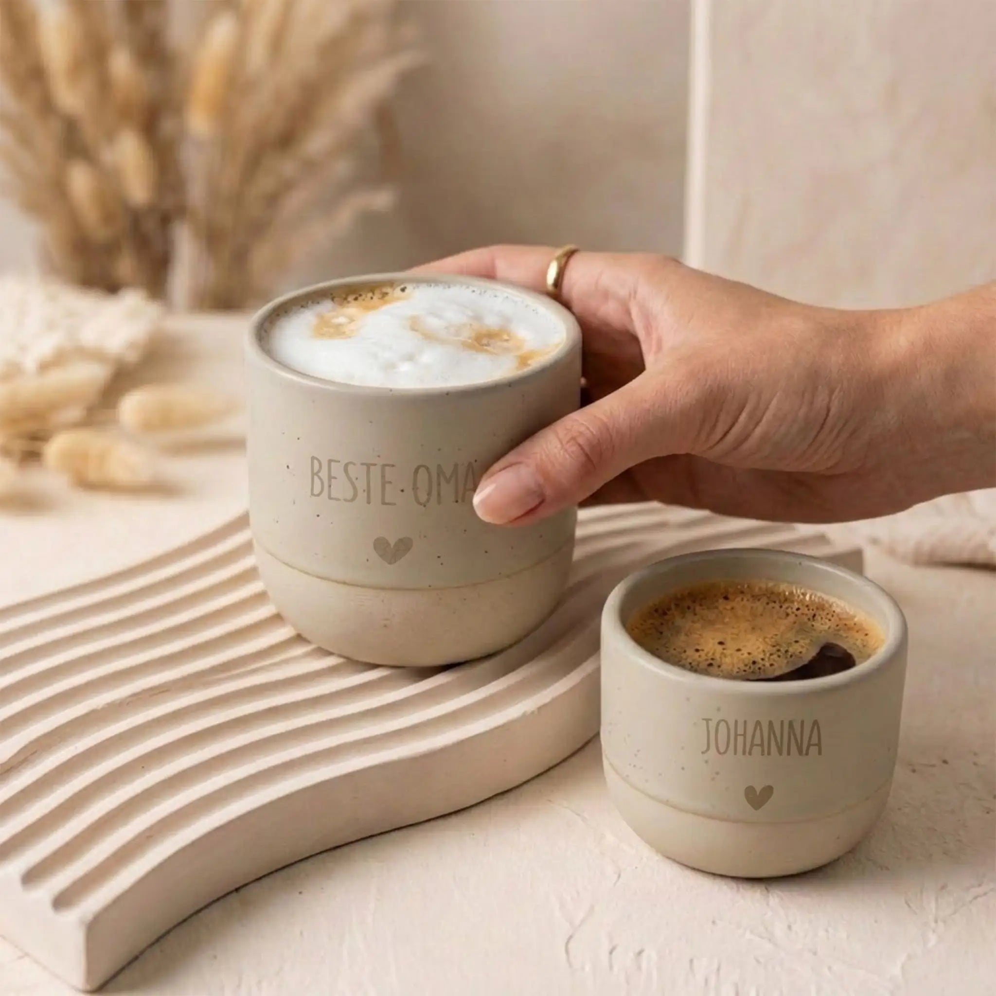 Cappucino oder Espresso Keramik Becher personalisiert - wunderwunsch