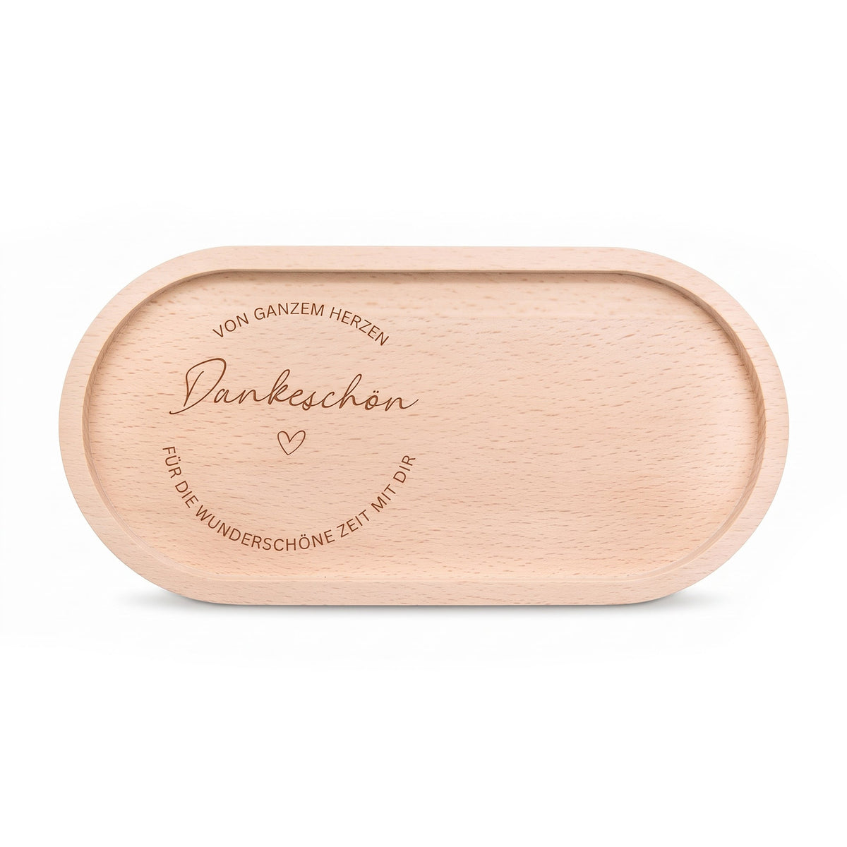 Deko Serviertablett aus Holz - Dankeschön von Herzen - wunderwunsch