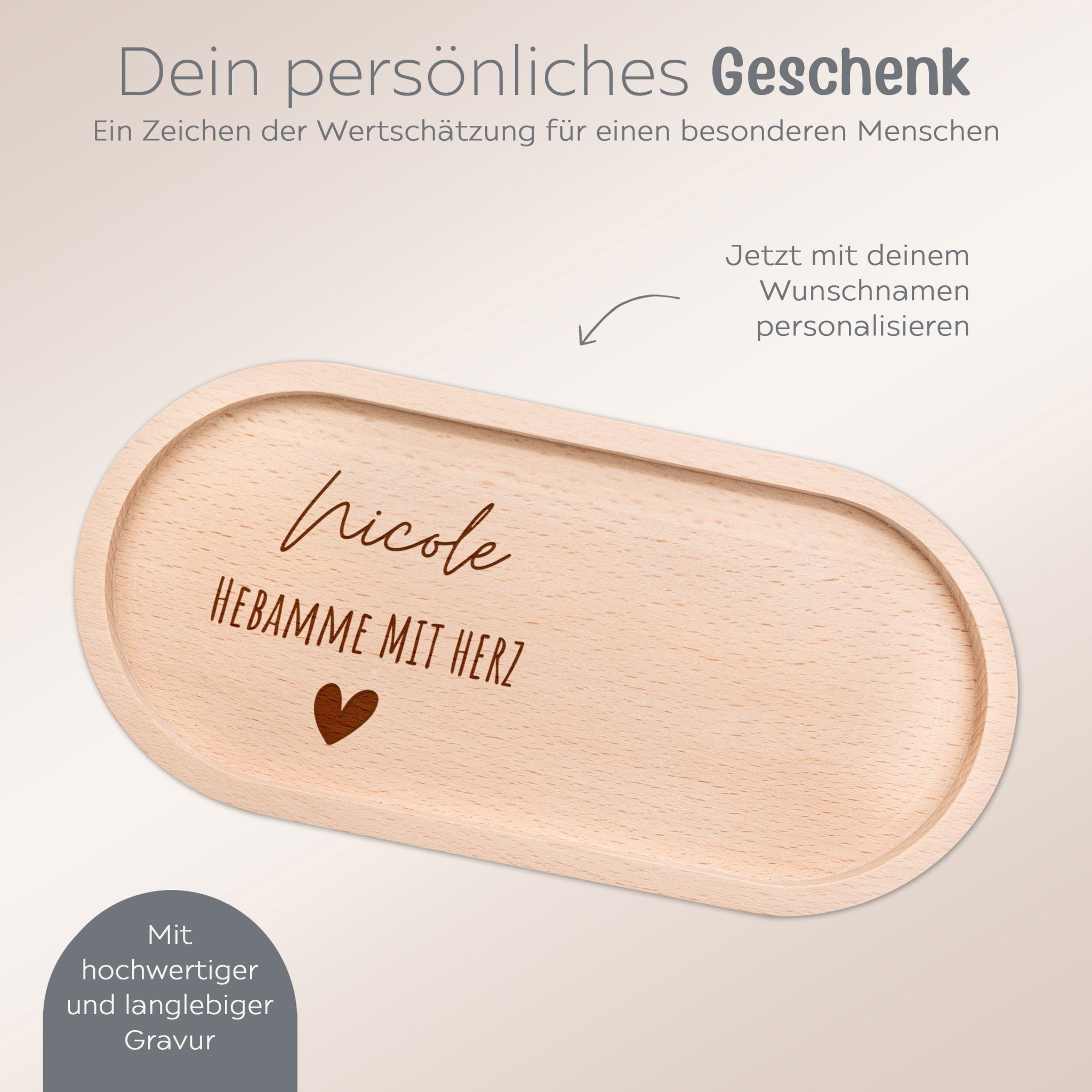 Deko Serviertablett aus Holz - Erzieherin/Lehrerin/Hebamme - wunderwunsch