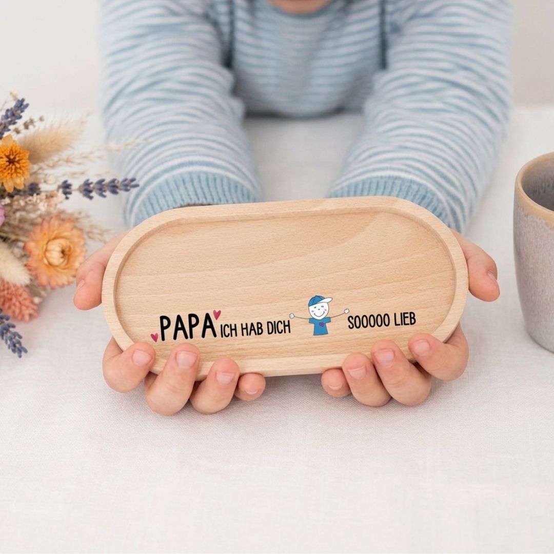 Deko Serviertablett aus Holz - Papa ich hab dich sooo lieb - wunderwunsch