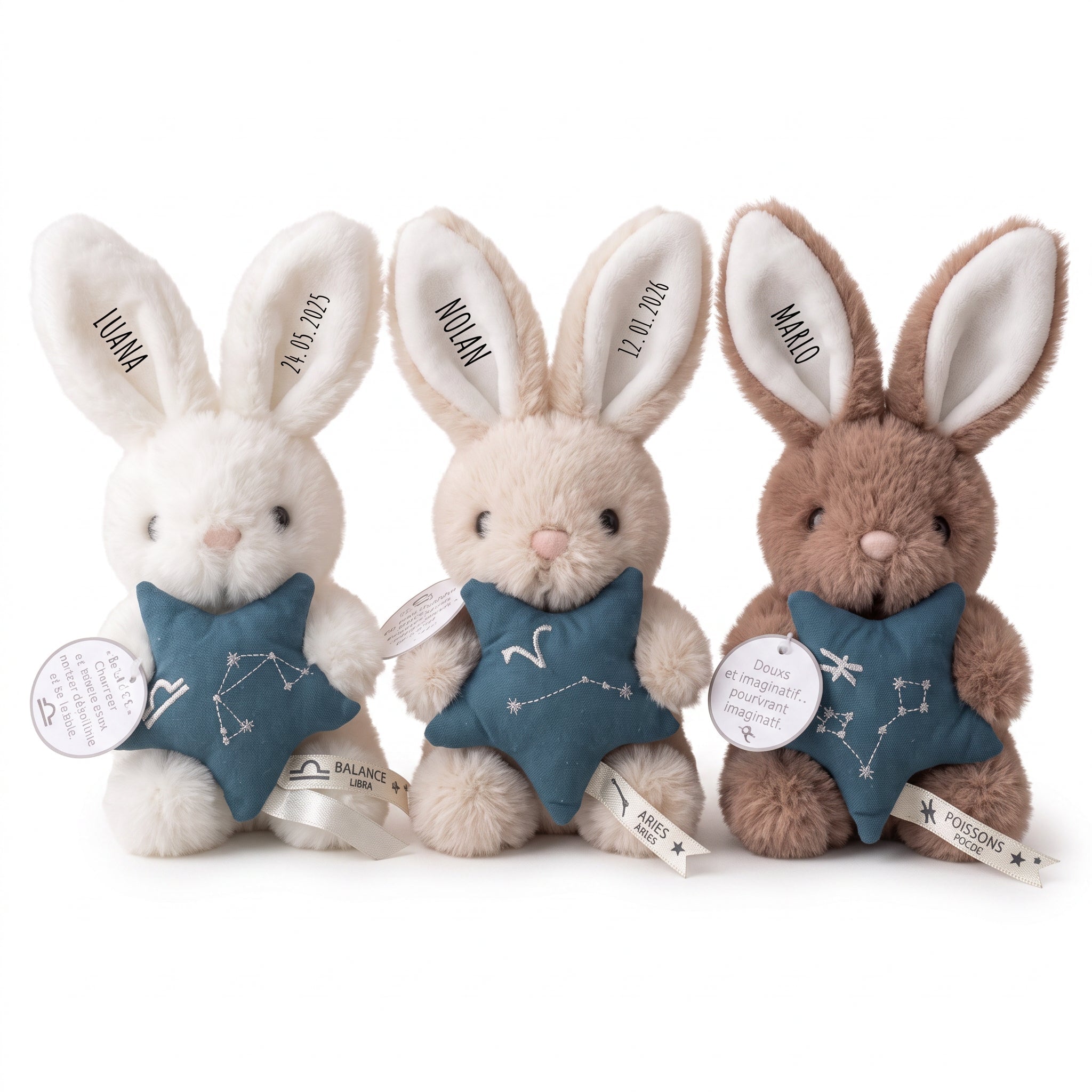 DOUDOU Kuscheltier Sternzeichen Hase personalisiert - wunderwunsch