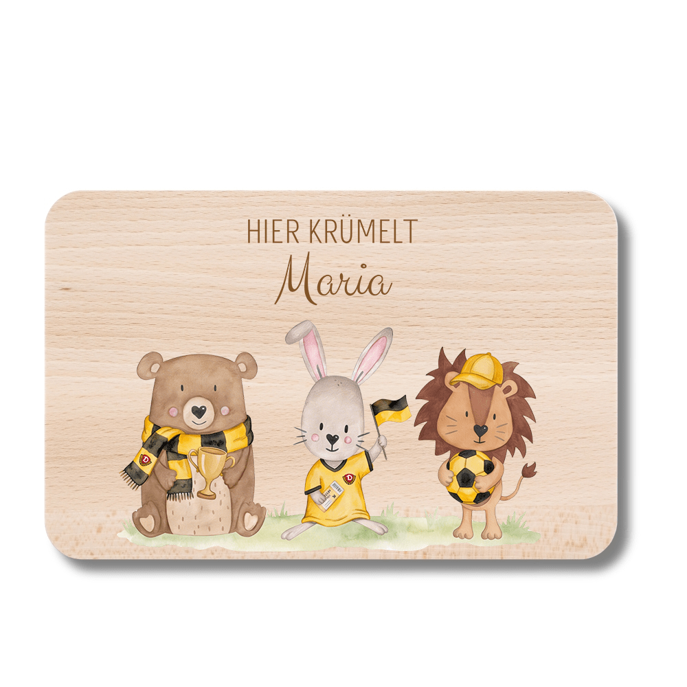 DYNAMO Frühstücksbrett Holz Dynamo Tiere personalisiert - wunderwunsch