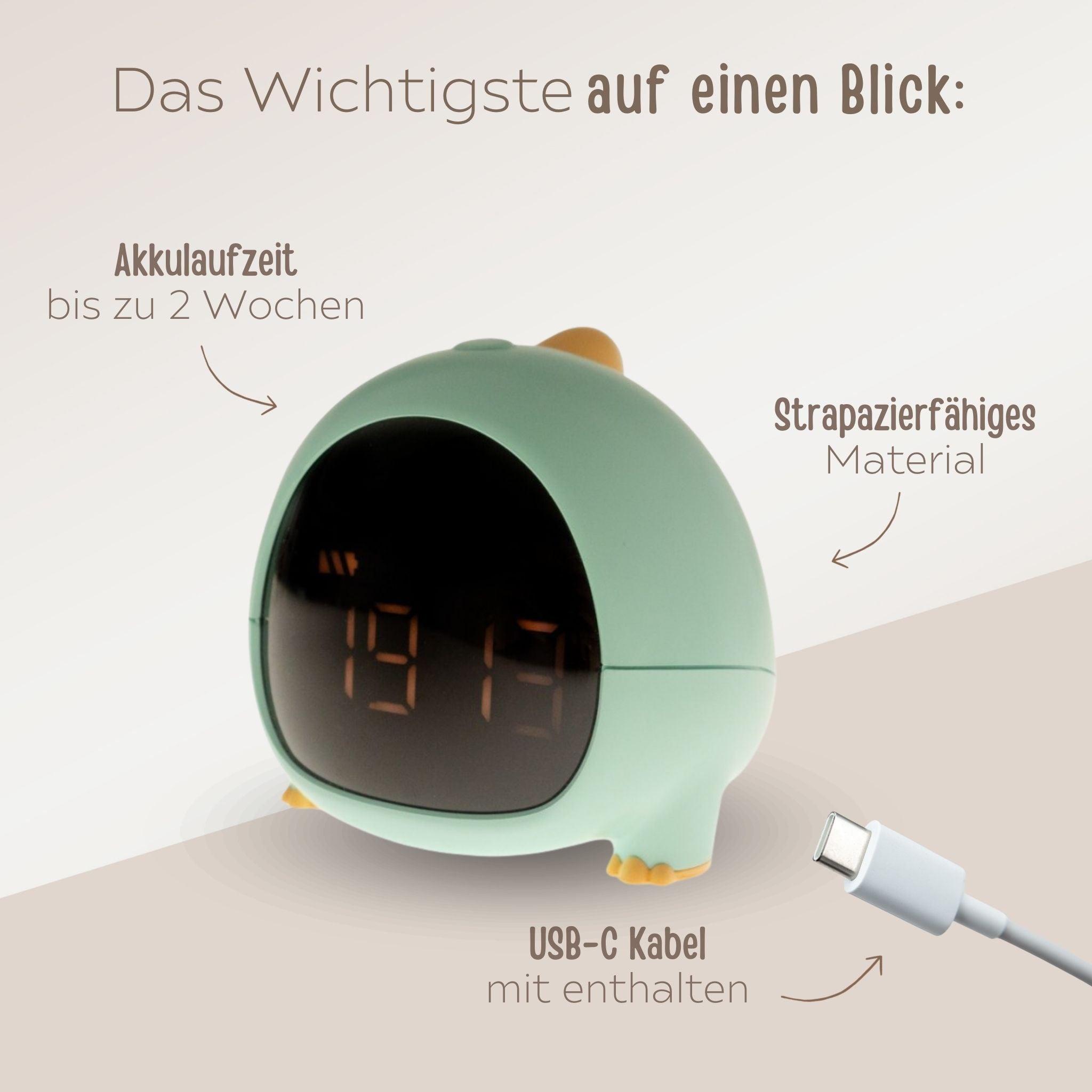 ECO LIGHT Wecker - Dino - wunderwunsch
