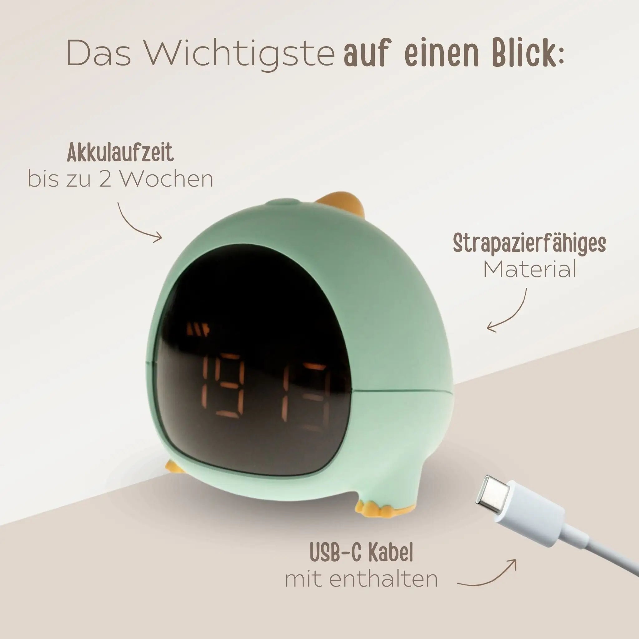 ECO LIGHT Wecker - Dino - wunderwunsch