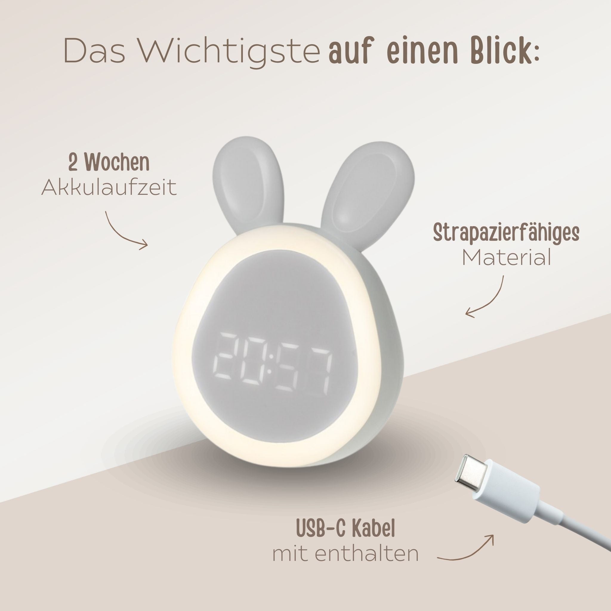 ECO LIGHT Wecker - Hasenkopf - wunderwunsch