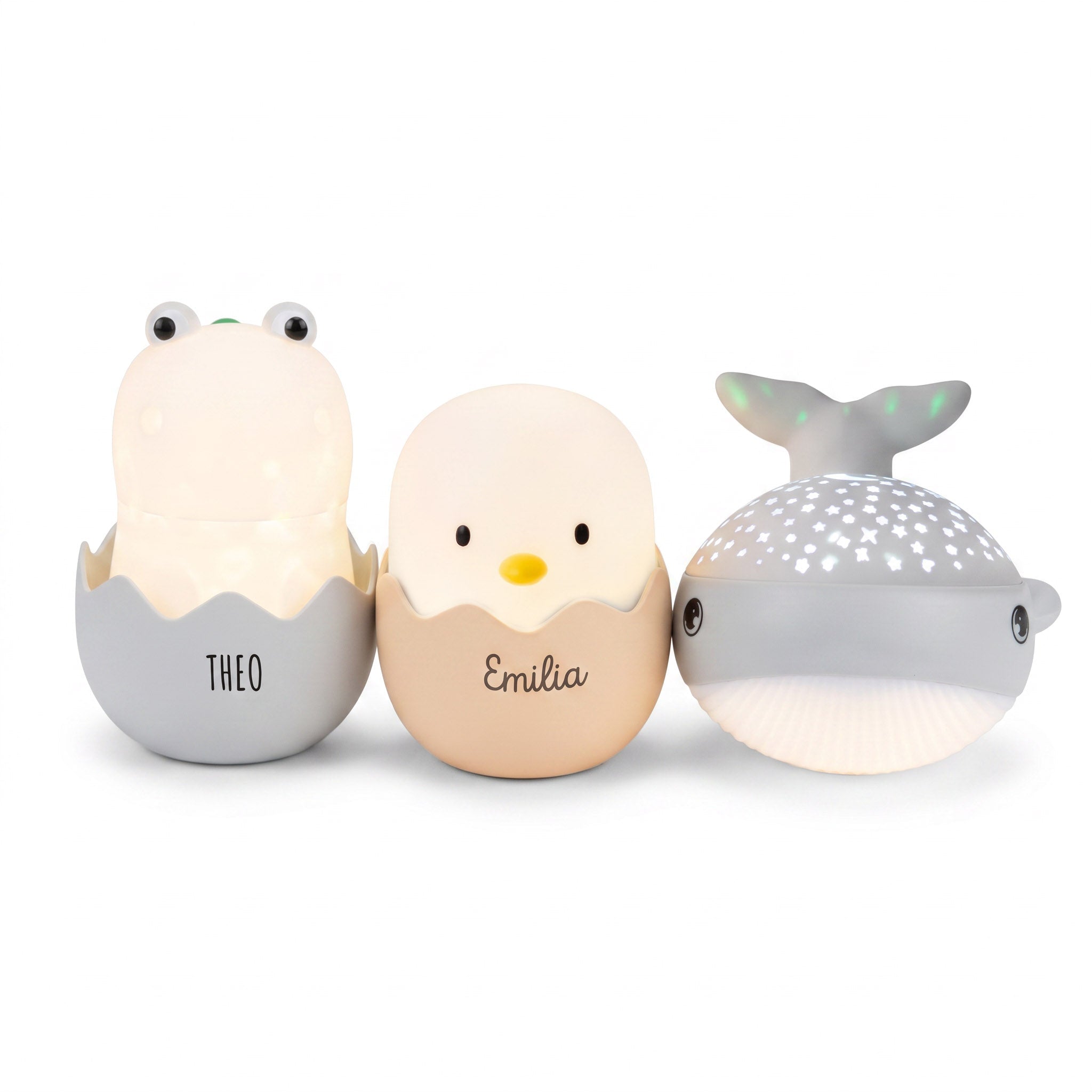 EGGY EGG Nachtlicht personalisiert - Wal, Dino, Küken oder Außerirdischer - wunderwunsch