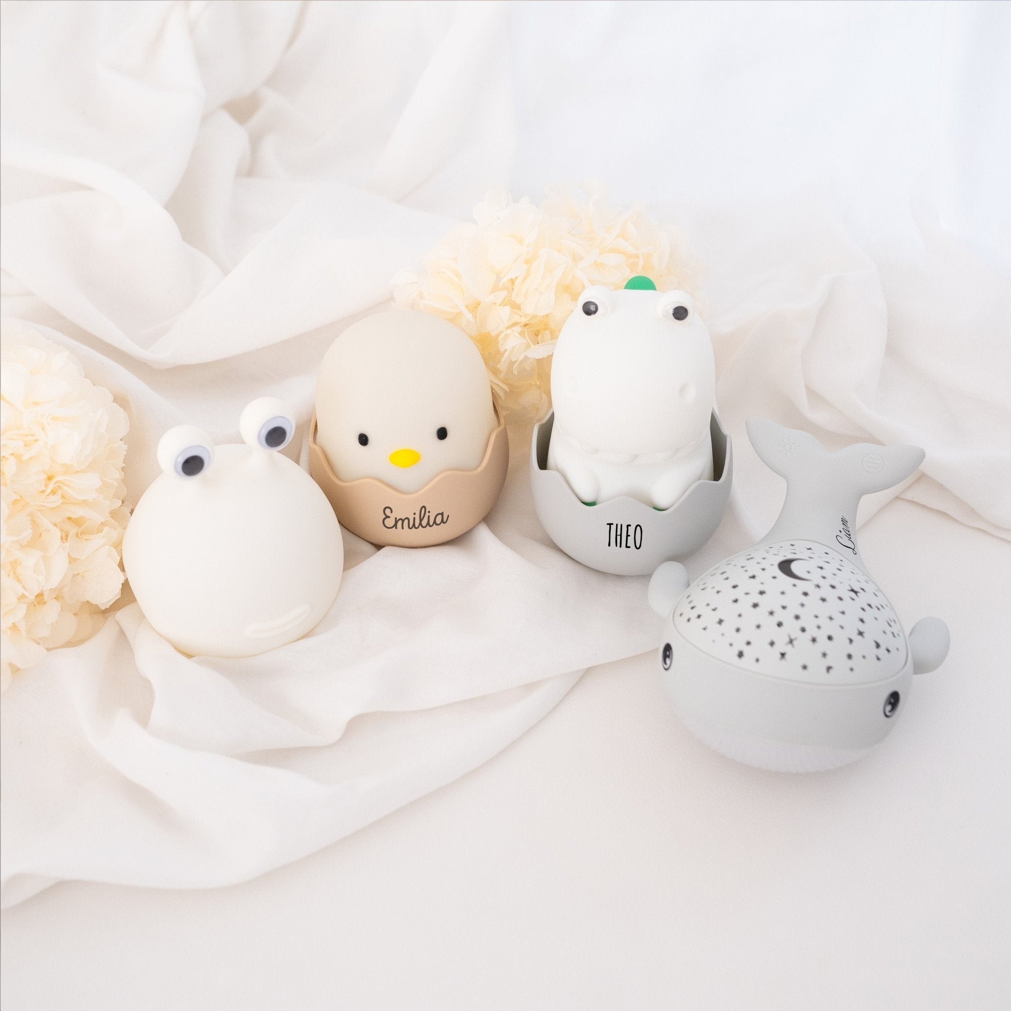 EGGY EGG Nachtlicht personalisiert - Wal, Dino, Küken oder Außerirdischer - wunderwunsch