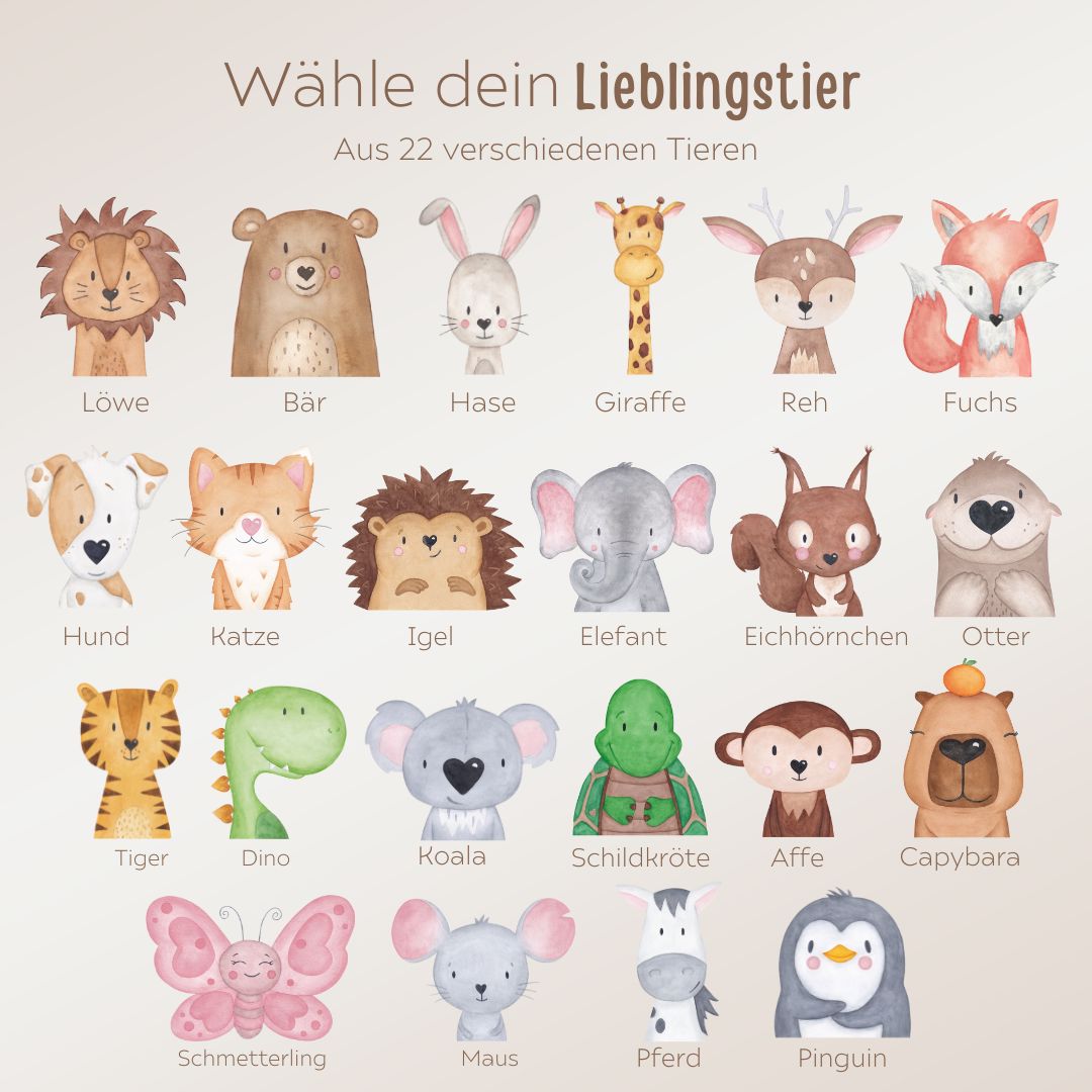 Emaille Kindertasse personalisiert - Tier Aquarell - wunderwunsch