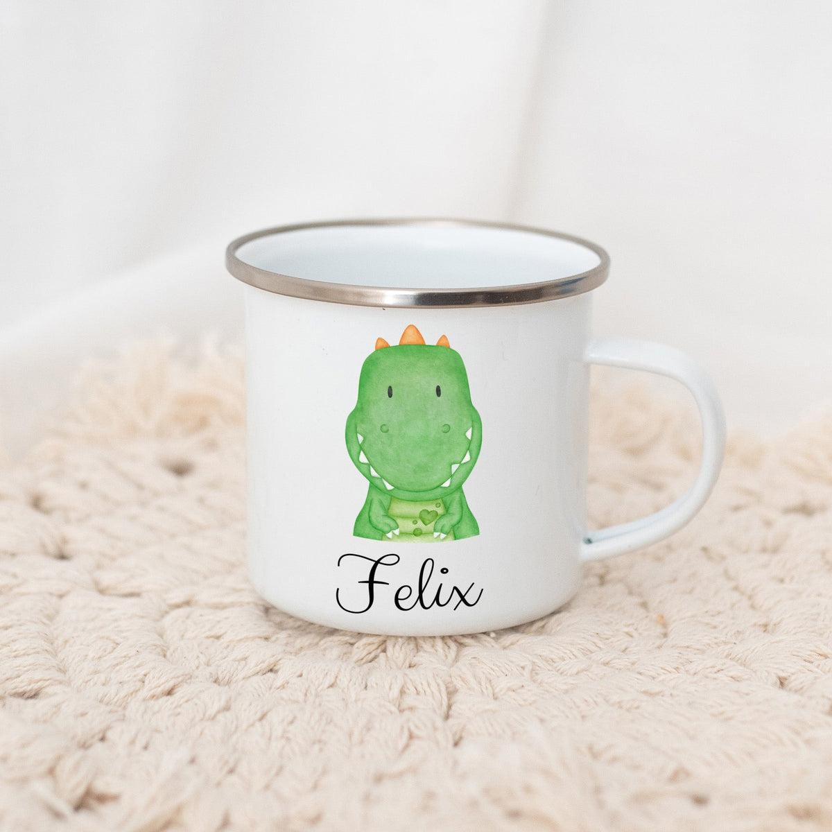 Emaille Kindertasse personalisiert - Tier Aquarell - wunderwunsch