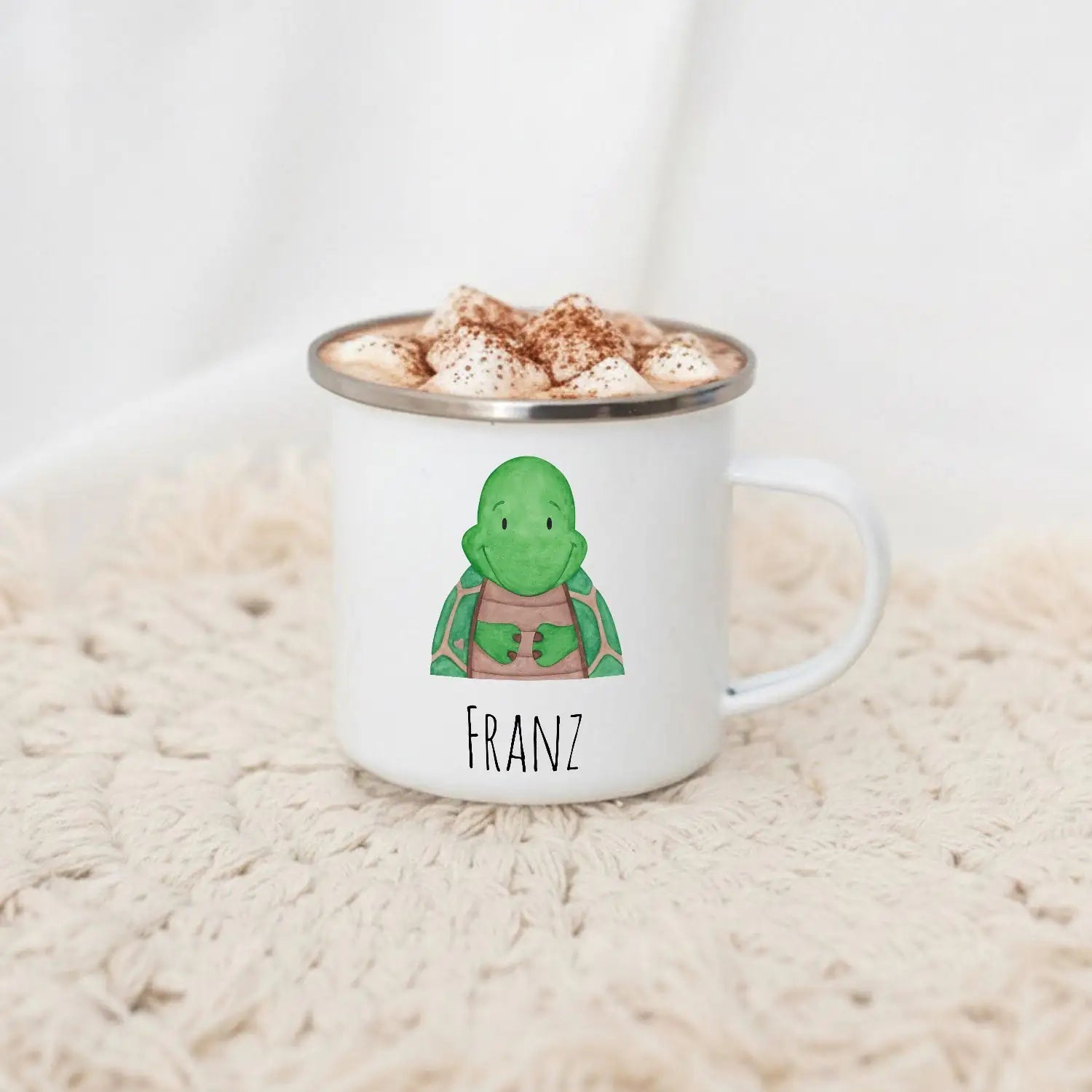 Emaille Kindertasse personalisiert - Tier Aquarell - wunderwunsch