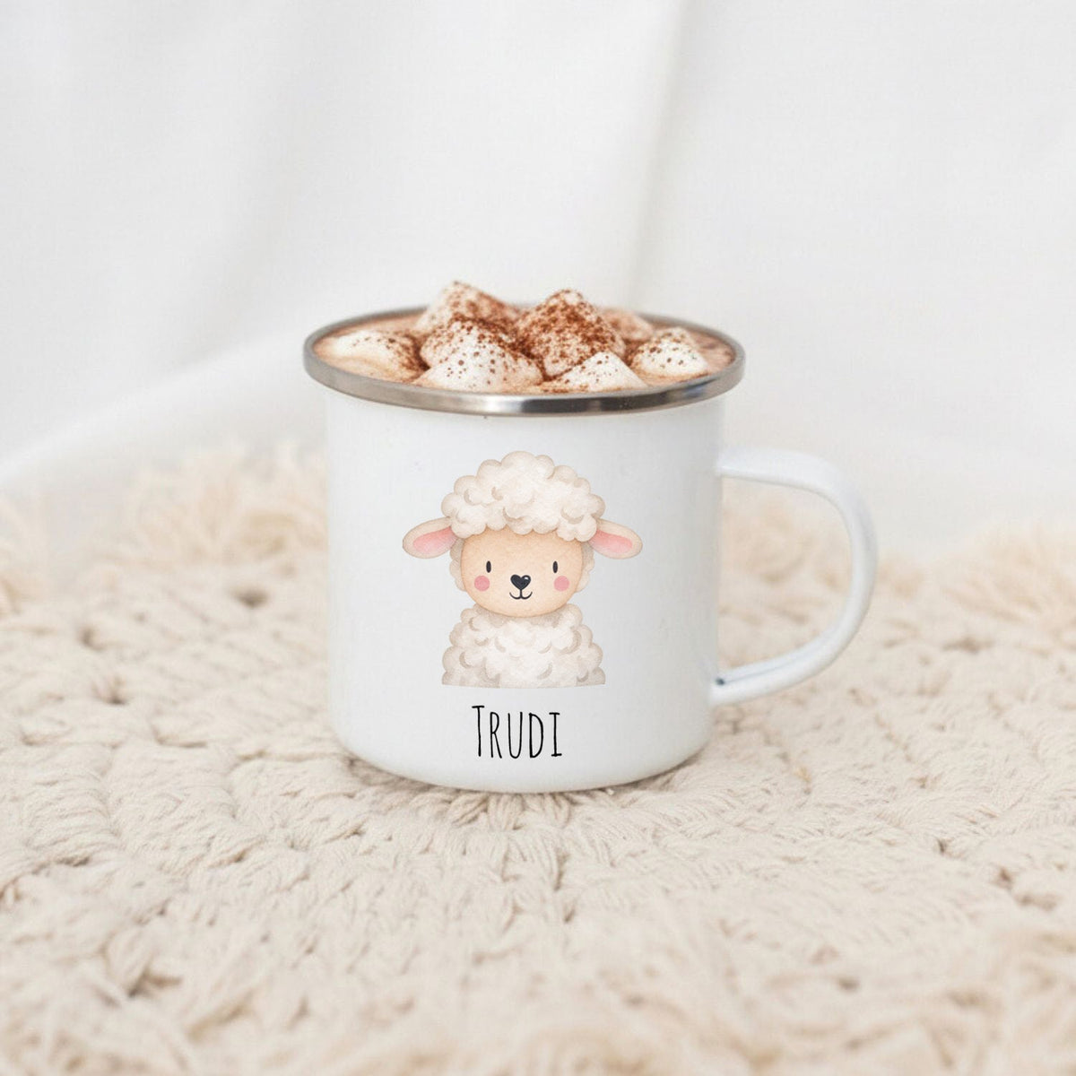 Emaille Kindertasse personalisiert - Tier Aquarell - wunderwunsch