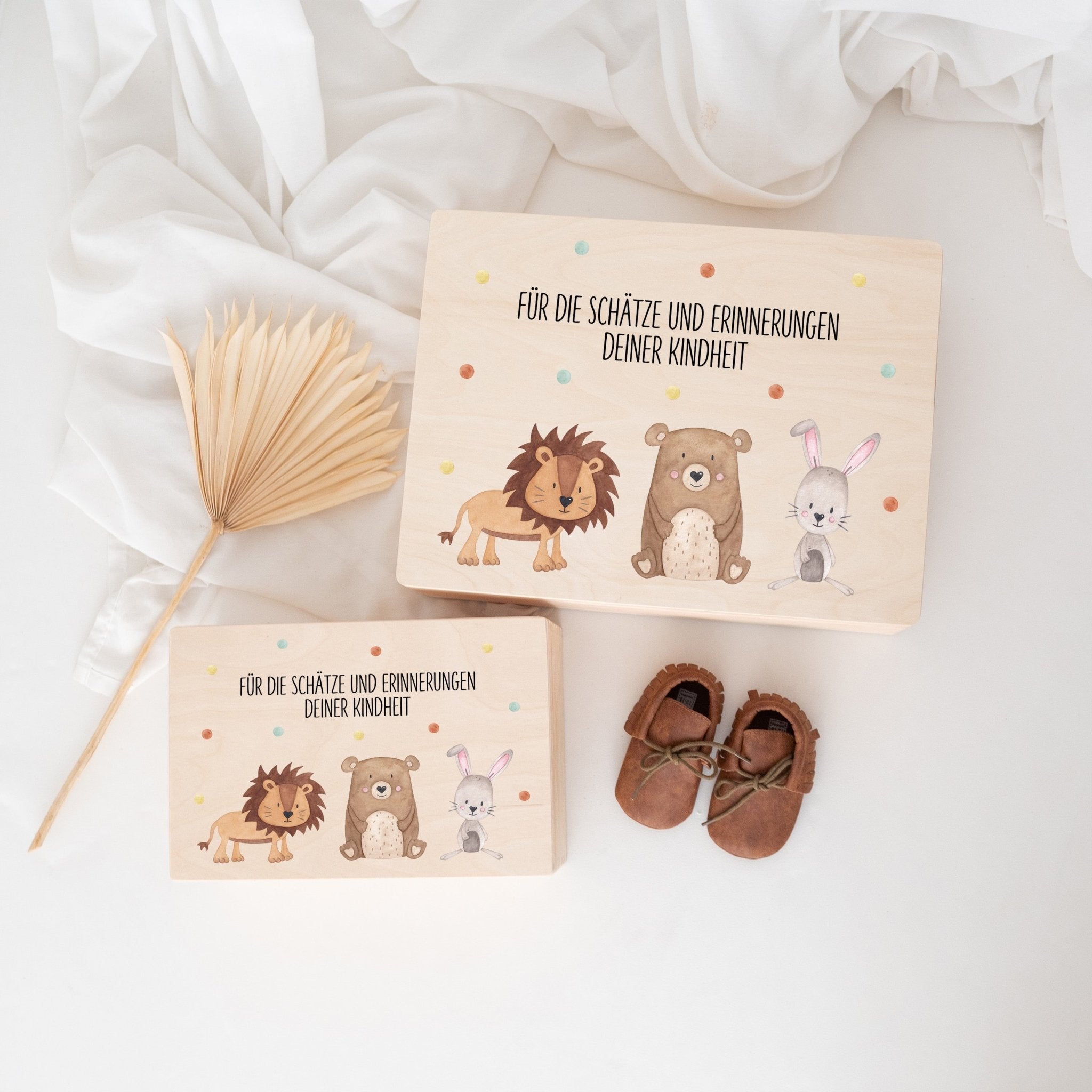 Erinnerungsbox Holz - Kindheitserinnerungen Tiere Aquarell - wunderwunsch