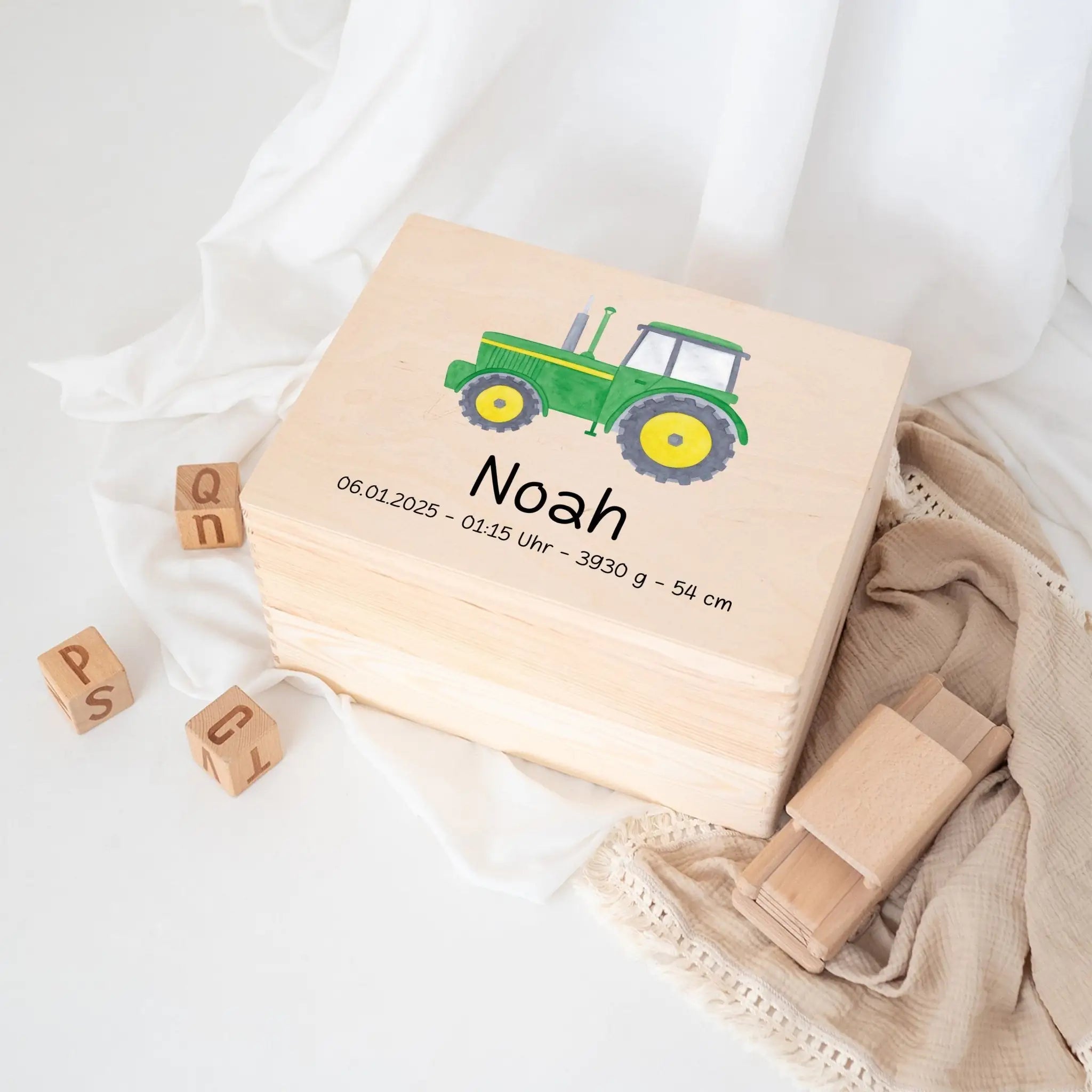 Erinnerungsbox Holz mit Wunschdaten – Fahrzeug Aquarell - wunderwunsch