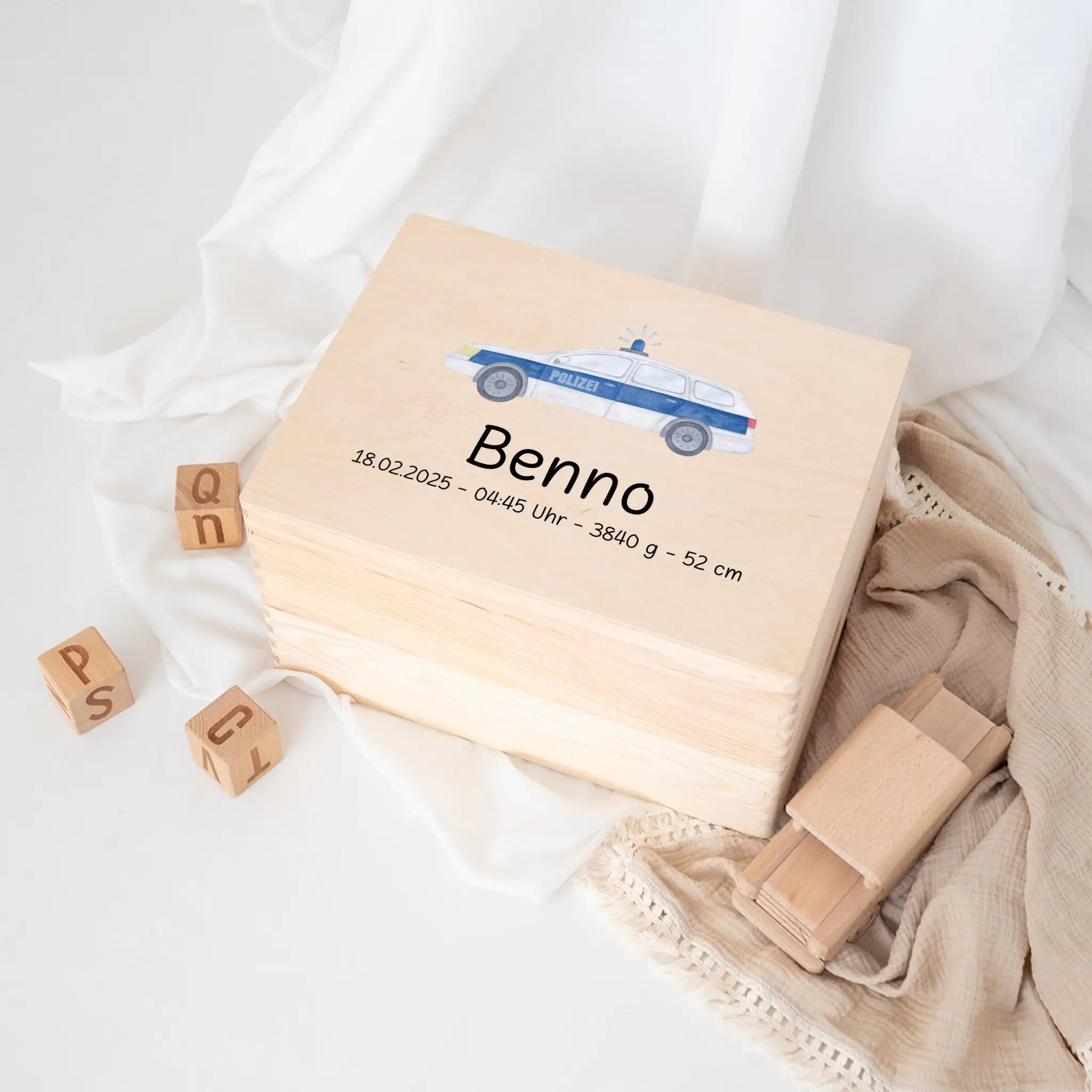 Erinnerungsbox Holz mit Wunschdaten – Fahrzeug Aquarell - wunderwunsch